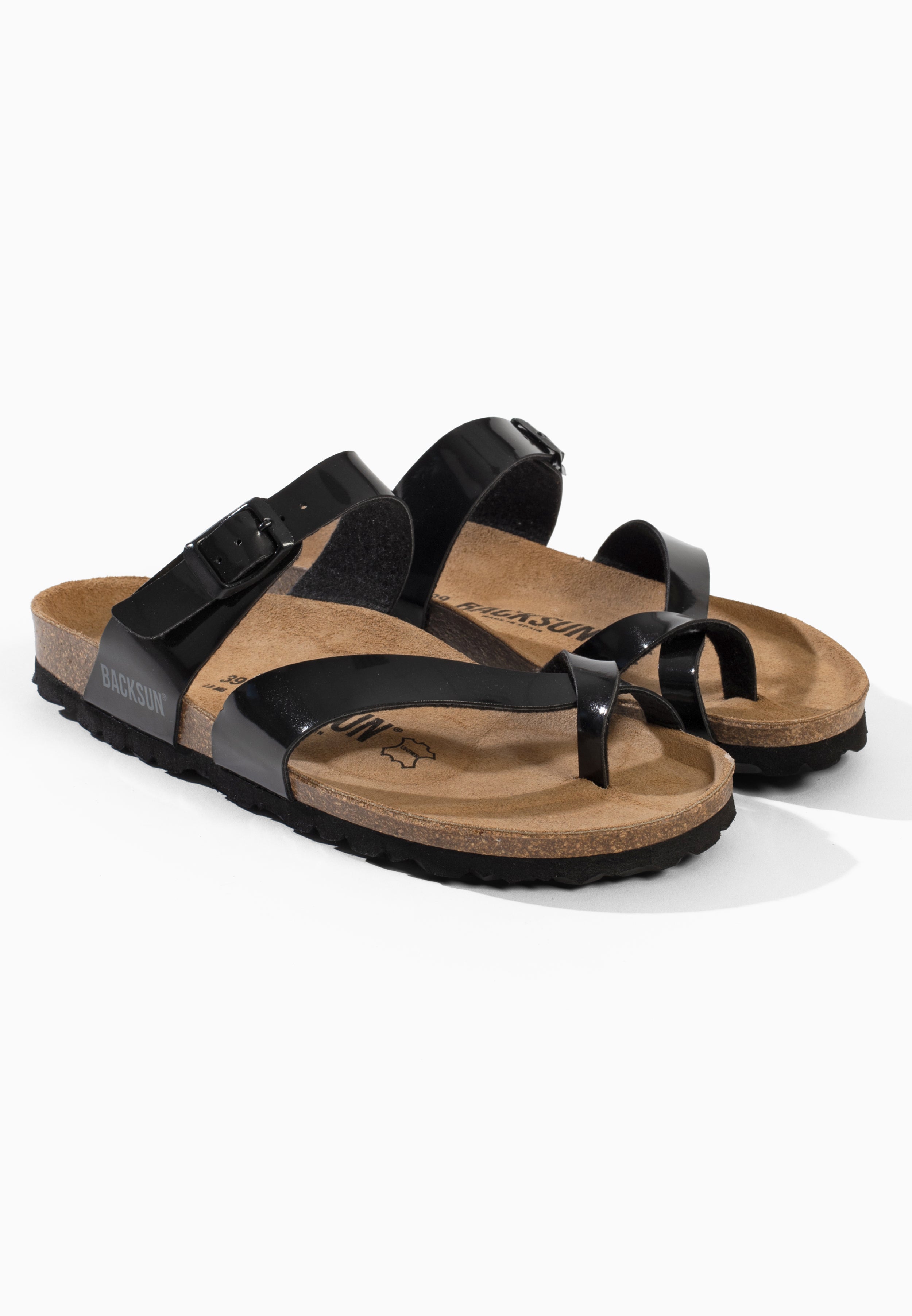 Barcelona Black Toe-Thong Sandals