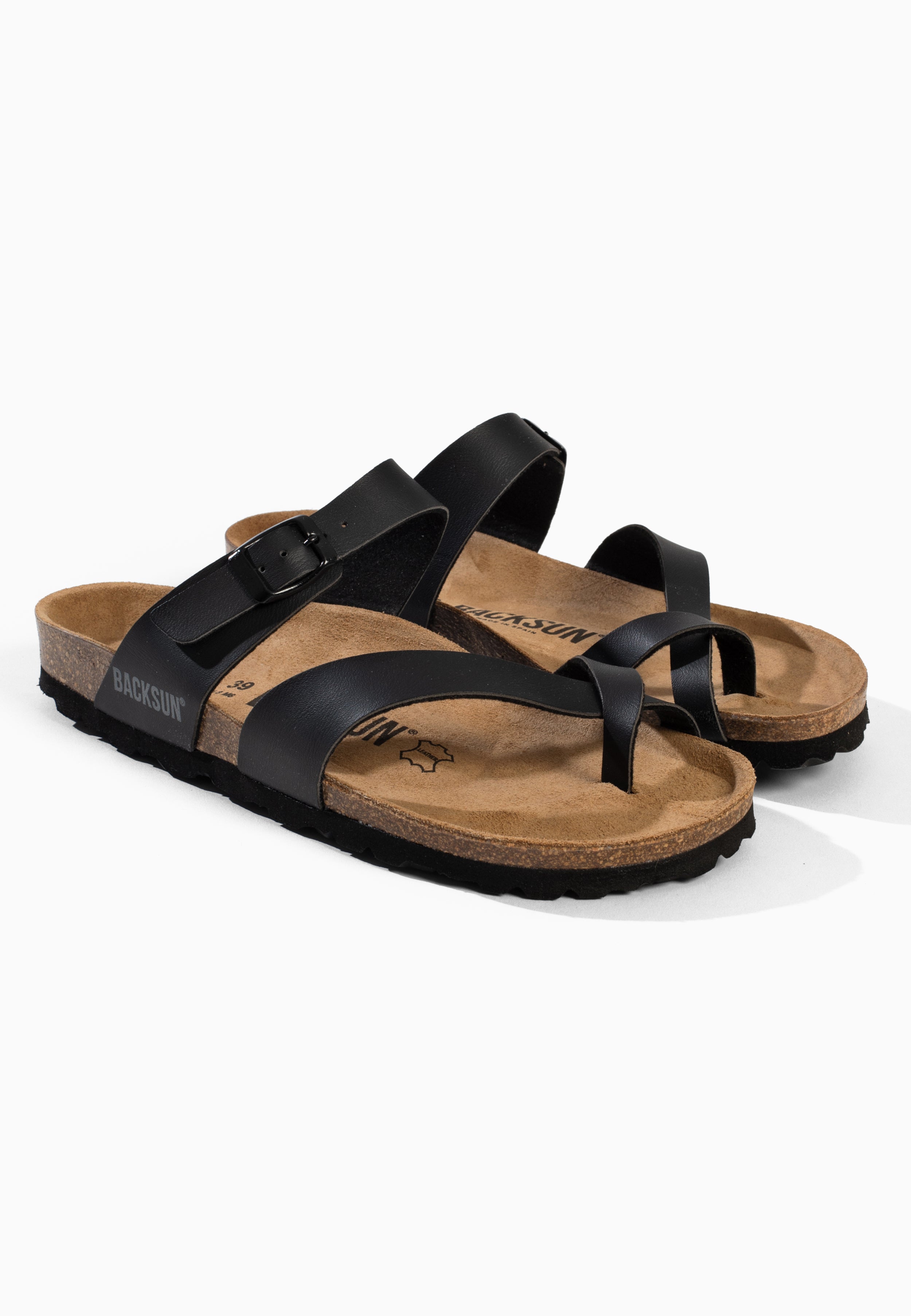 Barcelona Black Toe-Thong Sandals