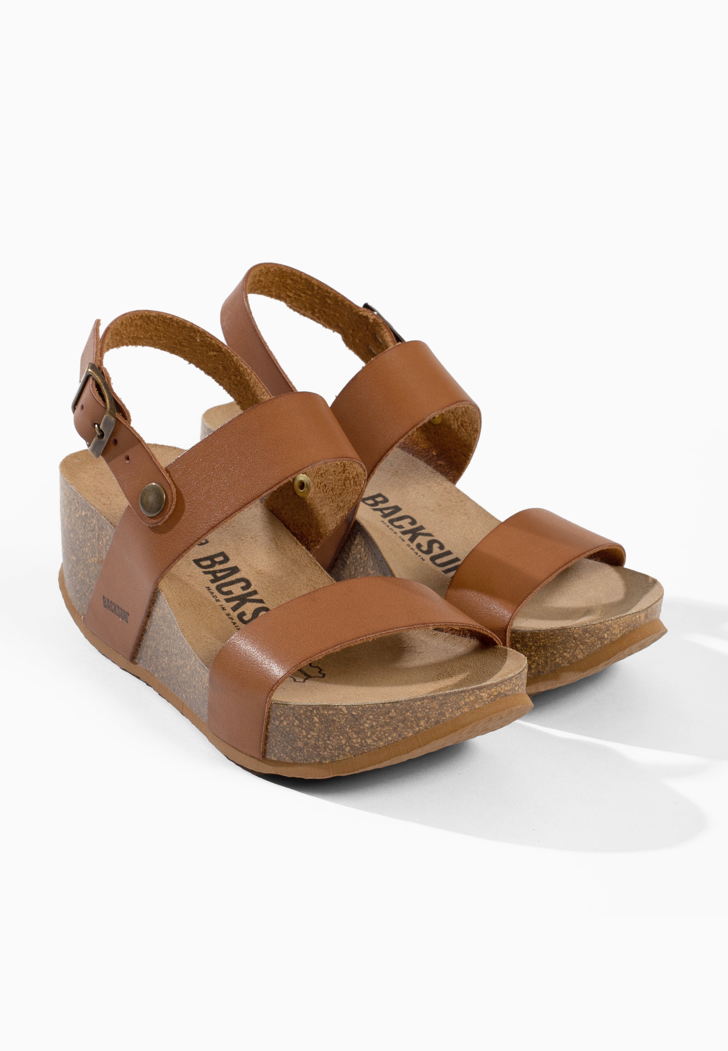 Cali Sandalen mit Keilabsatz und Halbkeilabsatz in Kamel