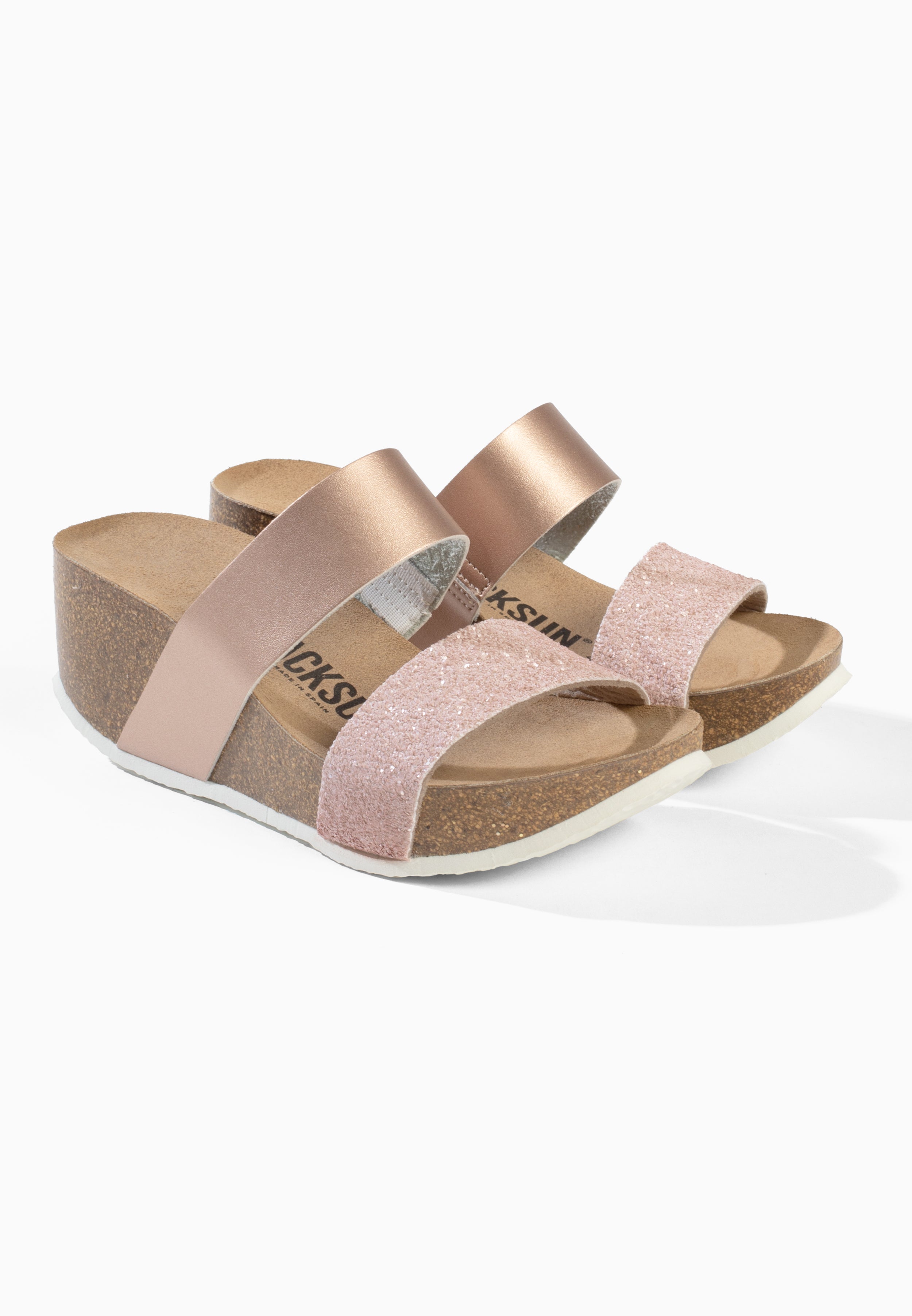 Libreville Wedge and Semi-Wedge Sandals in Nude and Sequins
