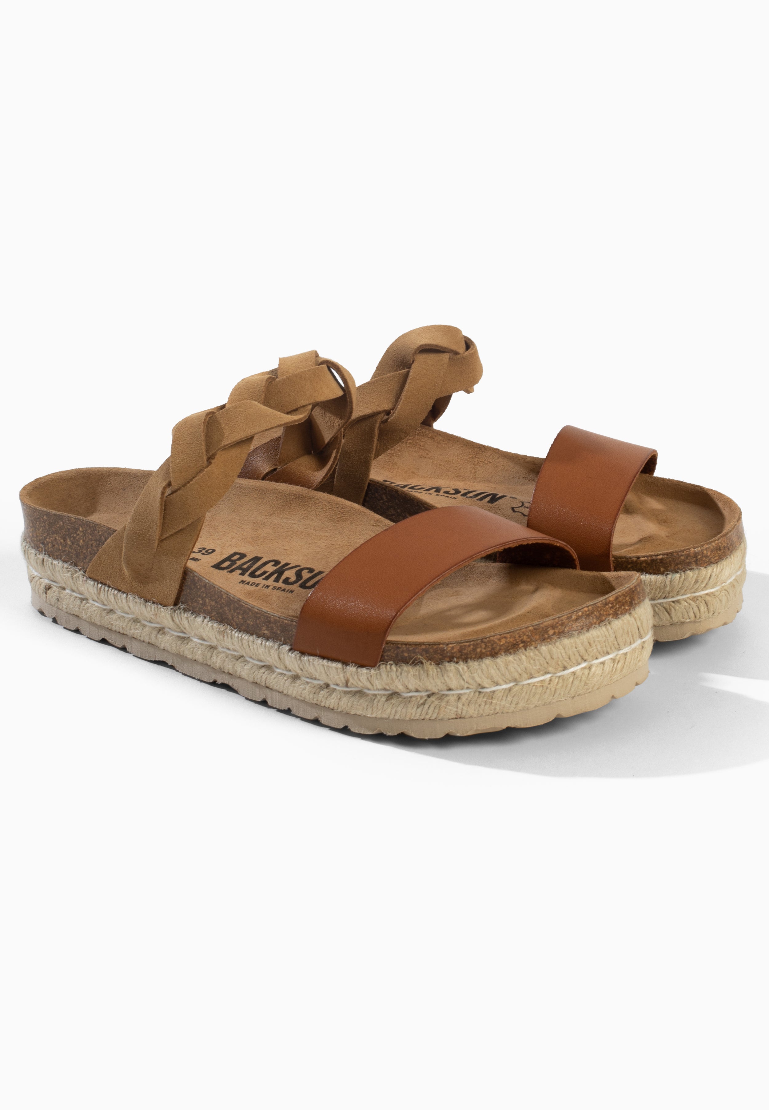Bagua Hellbraune Plateausandalen