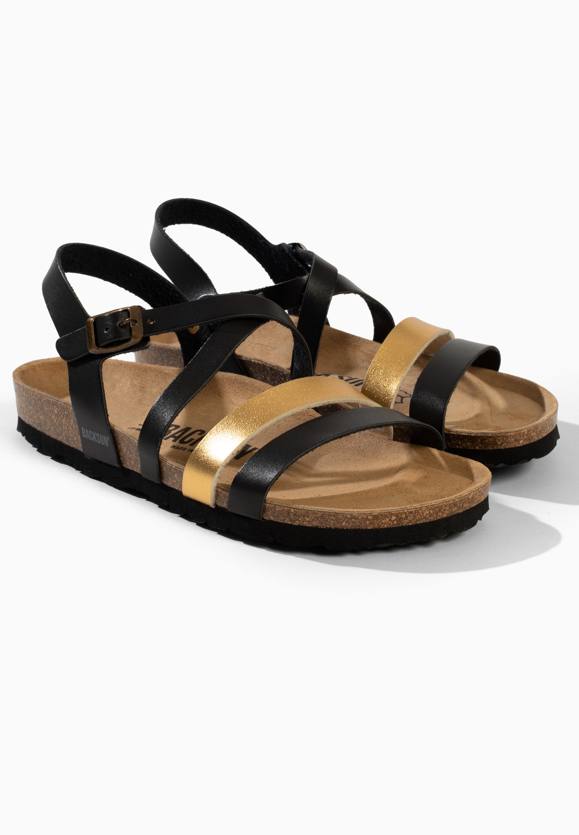 Sandales Pantel Multi-Brides Noir et or