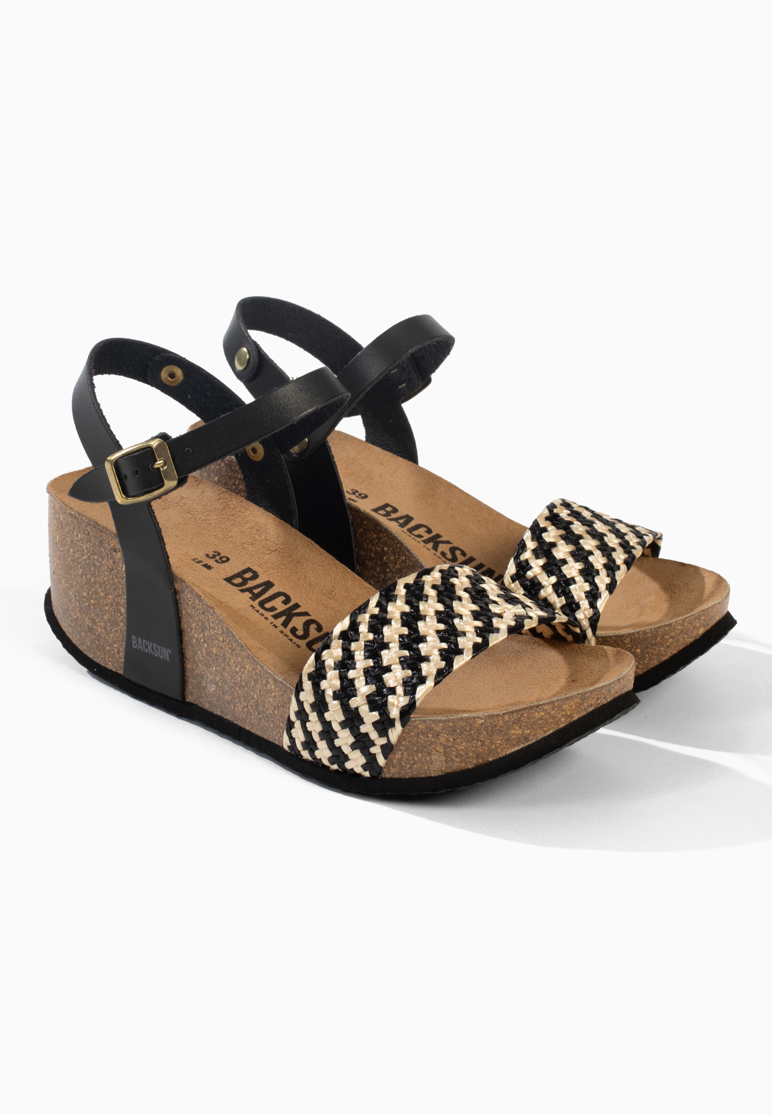 Rimini Black and White Wedge and Semi-Wedge Sandals