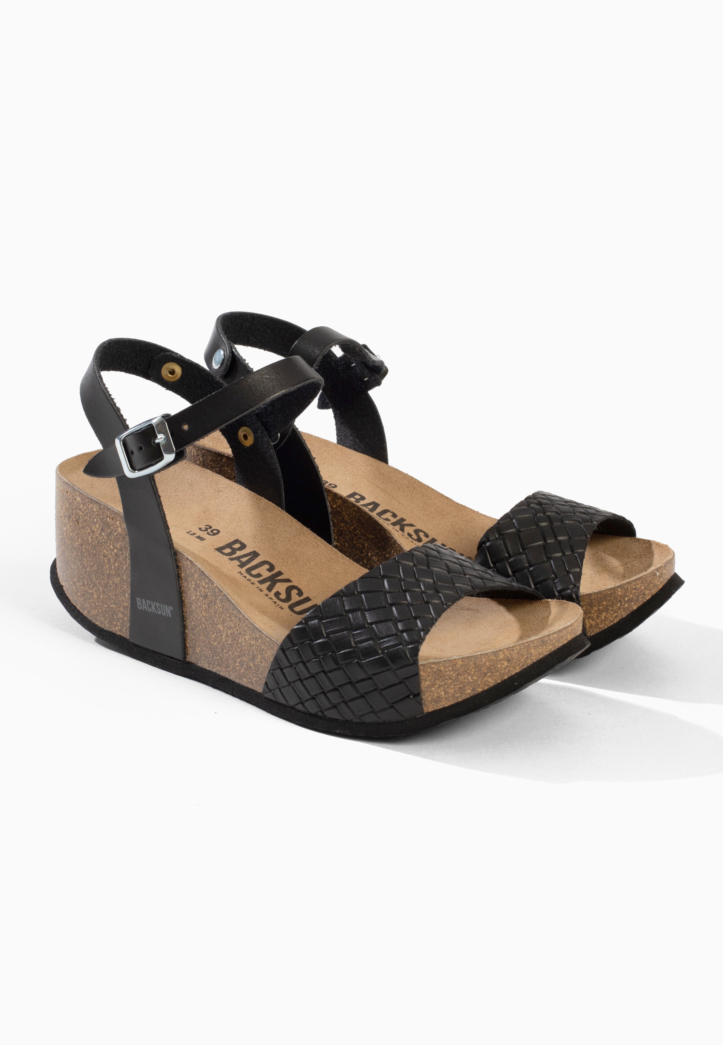 Hong Kong Wedge and Semi-Wedge Sandals Black