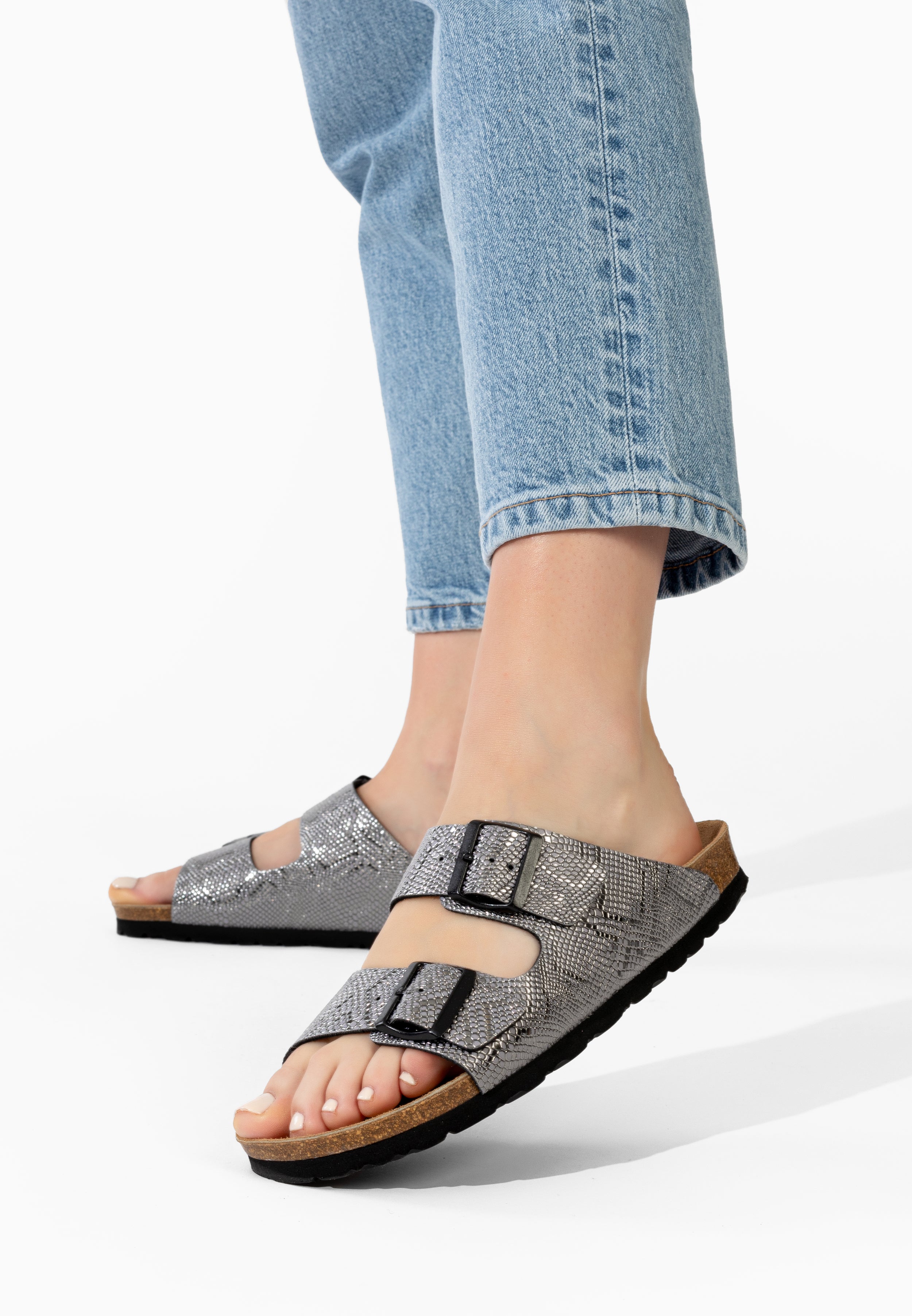 Schwarze Sandalen „Bali“ mit 2 Riemen