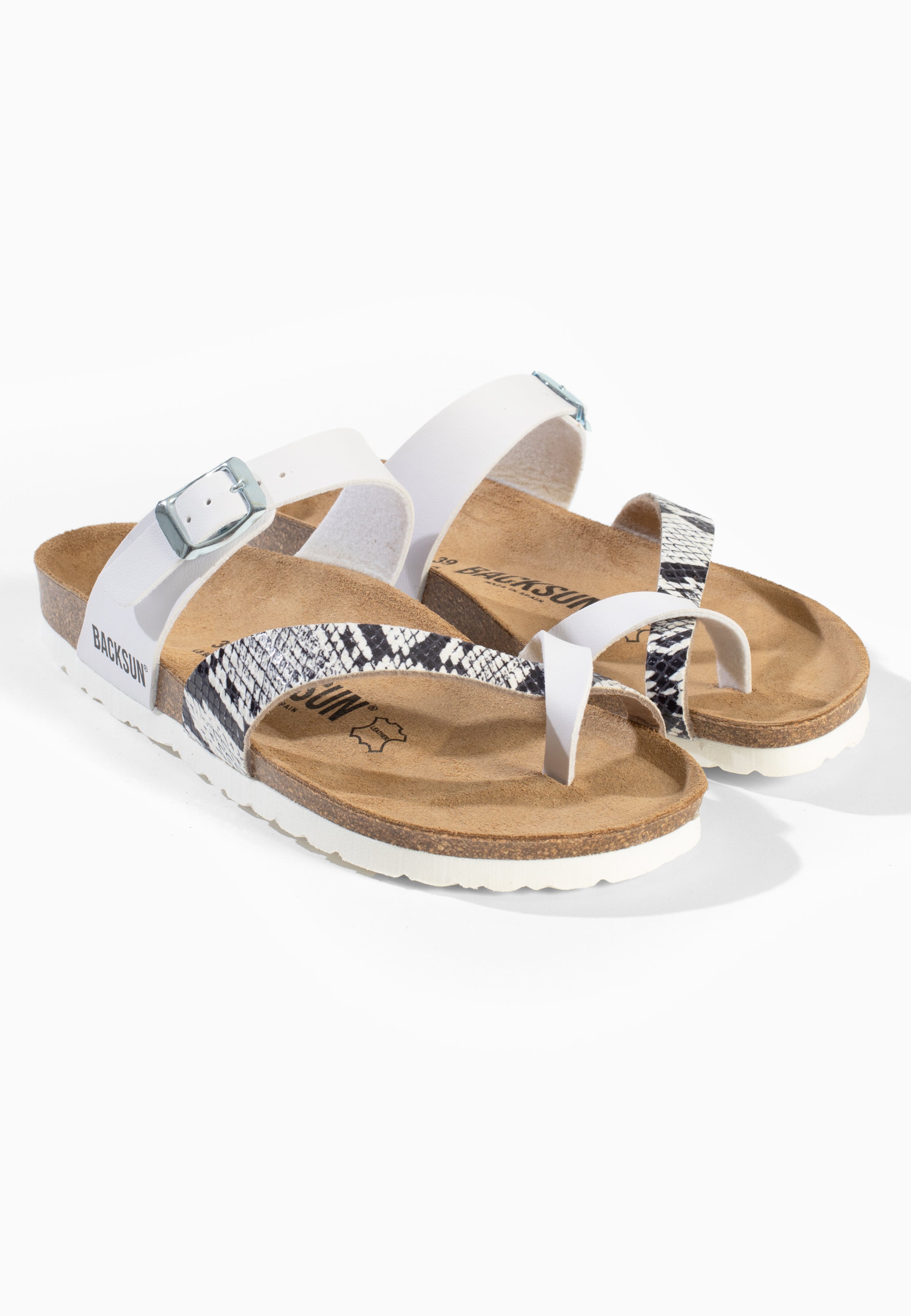 Barcelona White and Silver Toe-Thong Sandals