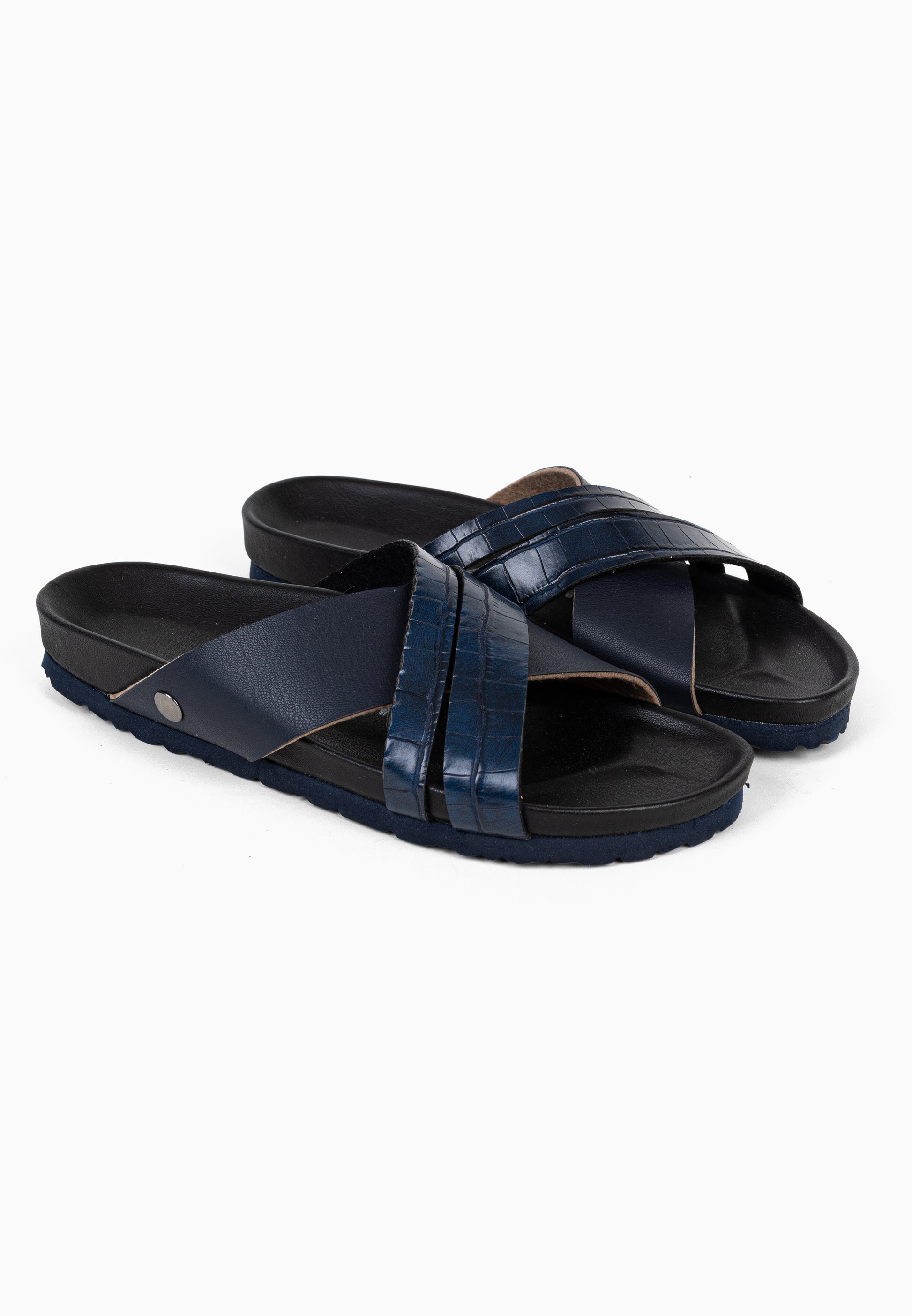 Lucius Navy Blue Multi-Strap Sandals
