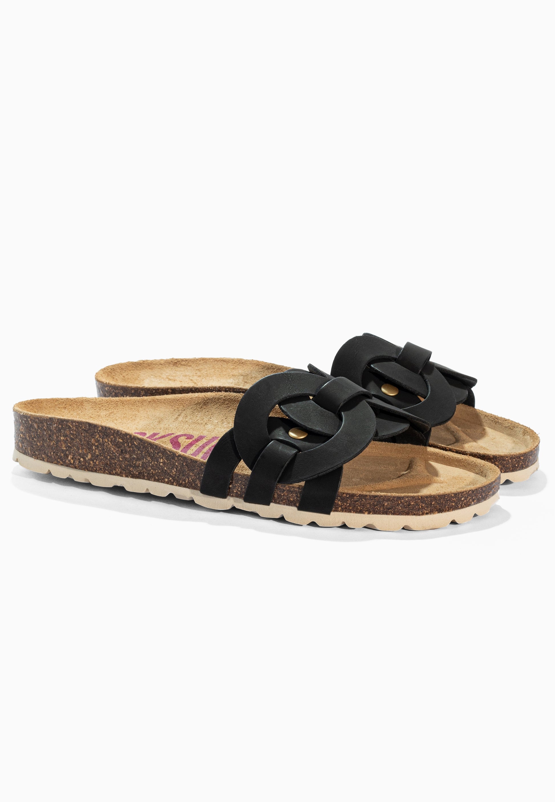 Sandales 1 Bride Trapeze Noir en Cuir