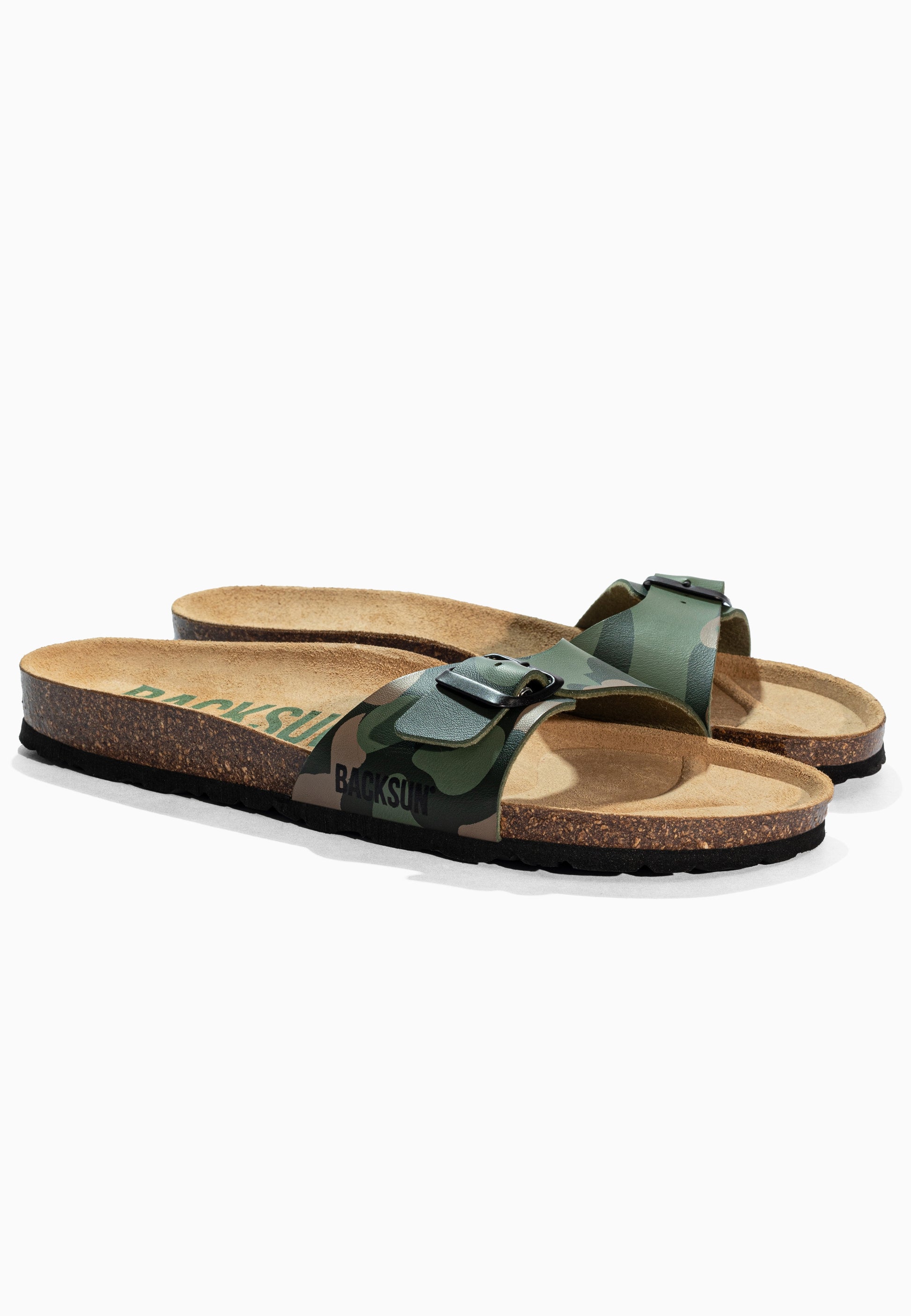 Paris – Sandalen mit 1 Riemen und Camouflage-Muster in Khaki