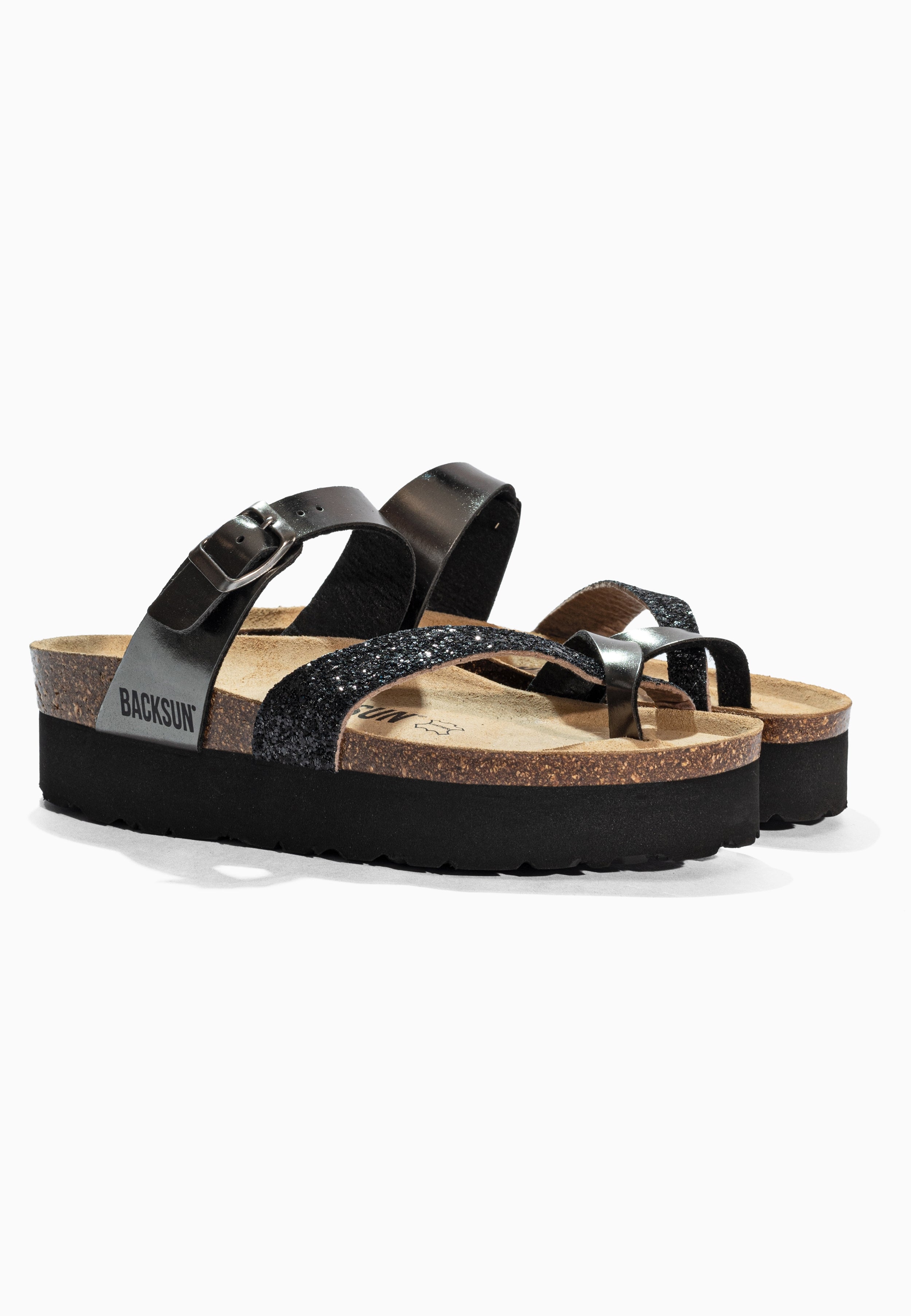 Andy Silver and Glitter Platform Sandals