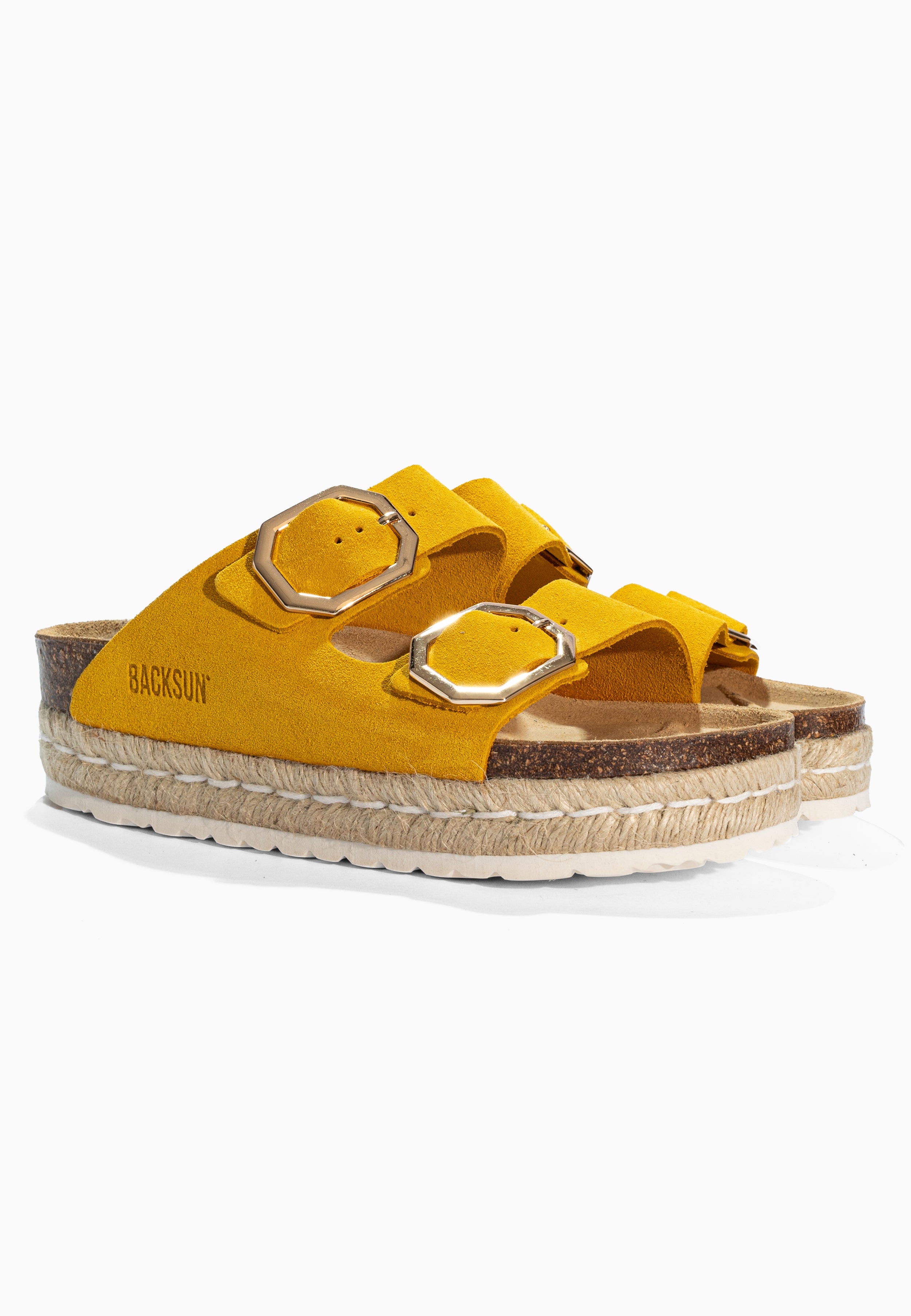 Gwana Yellow Suede Leather Platform Sandals