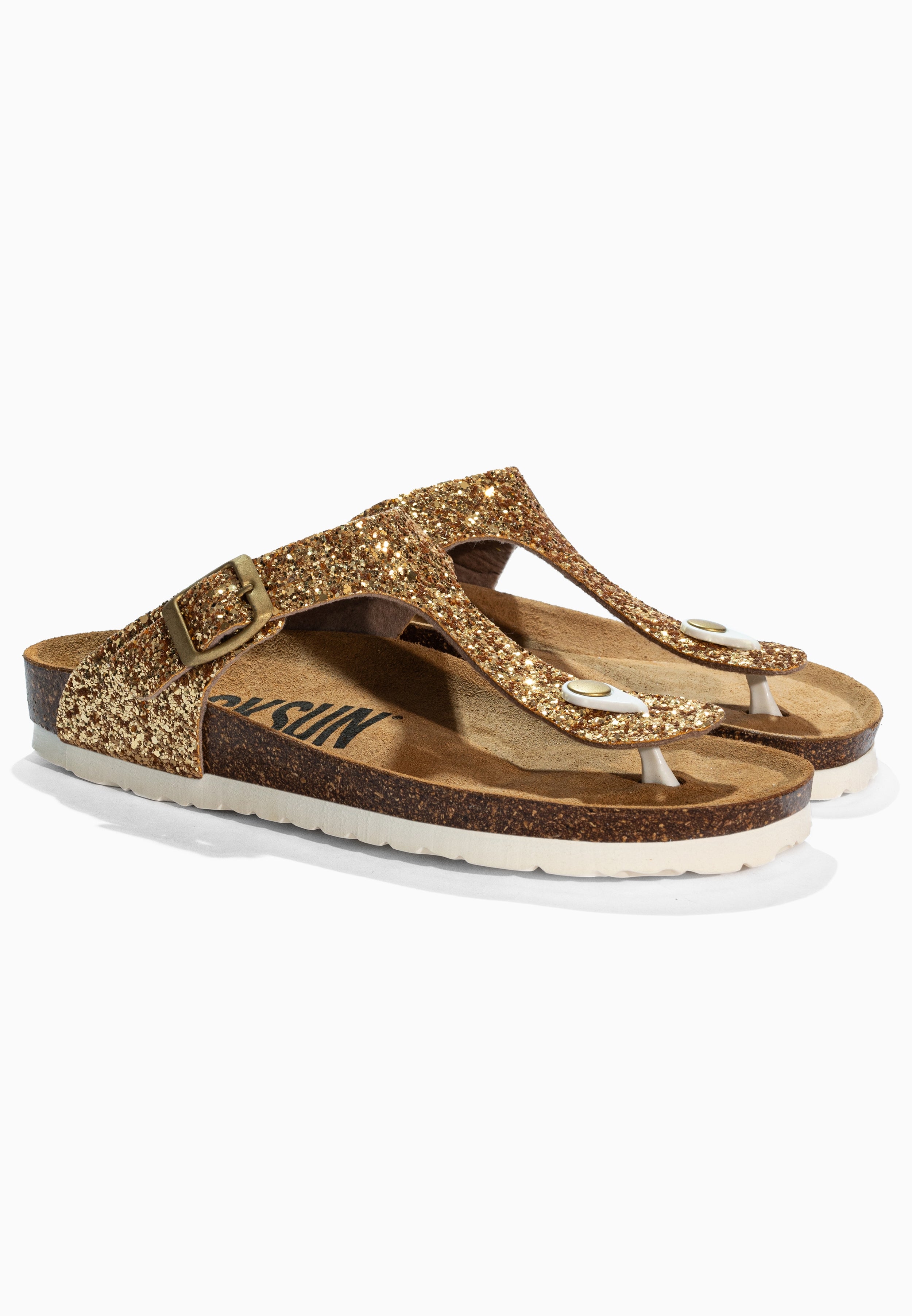 Singapore Gold Glitter Toe-Thong Sandals