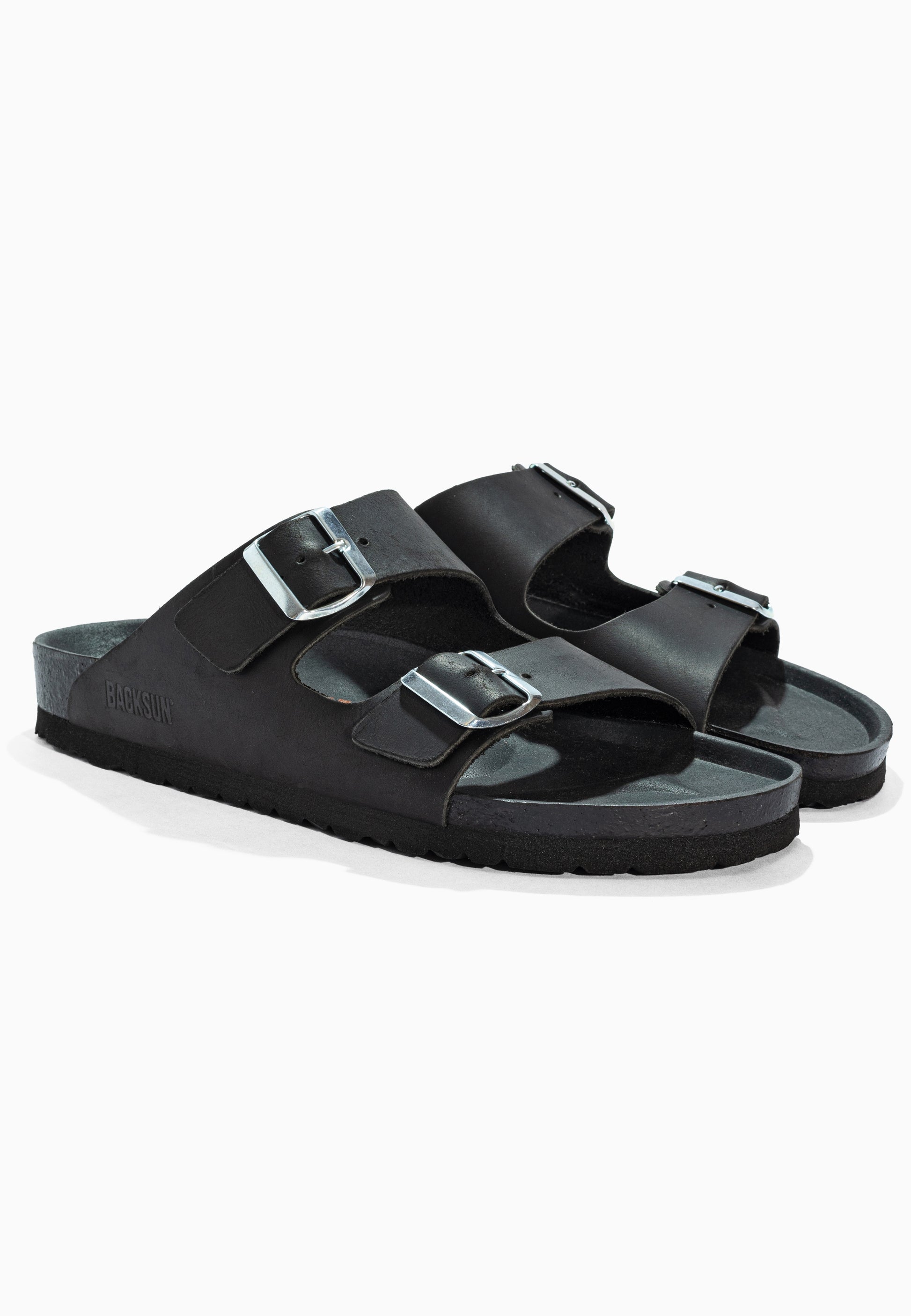 Sandales 2 Brides Bali Noir en Cuir