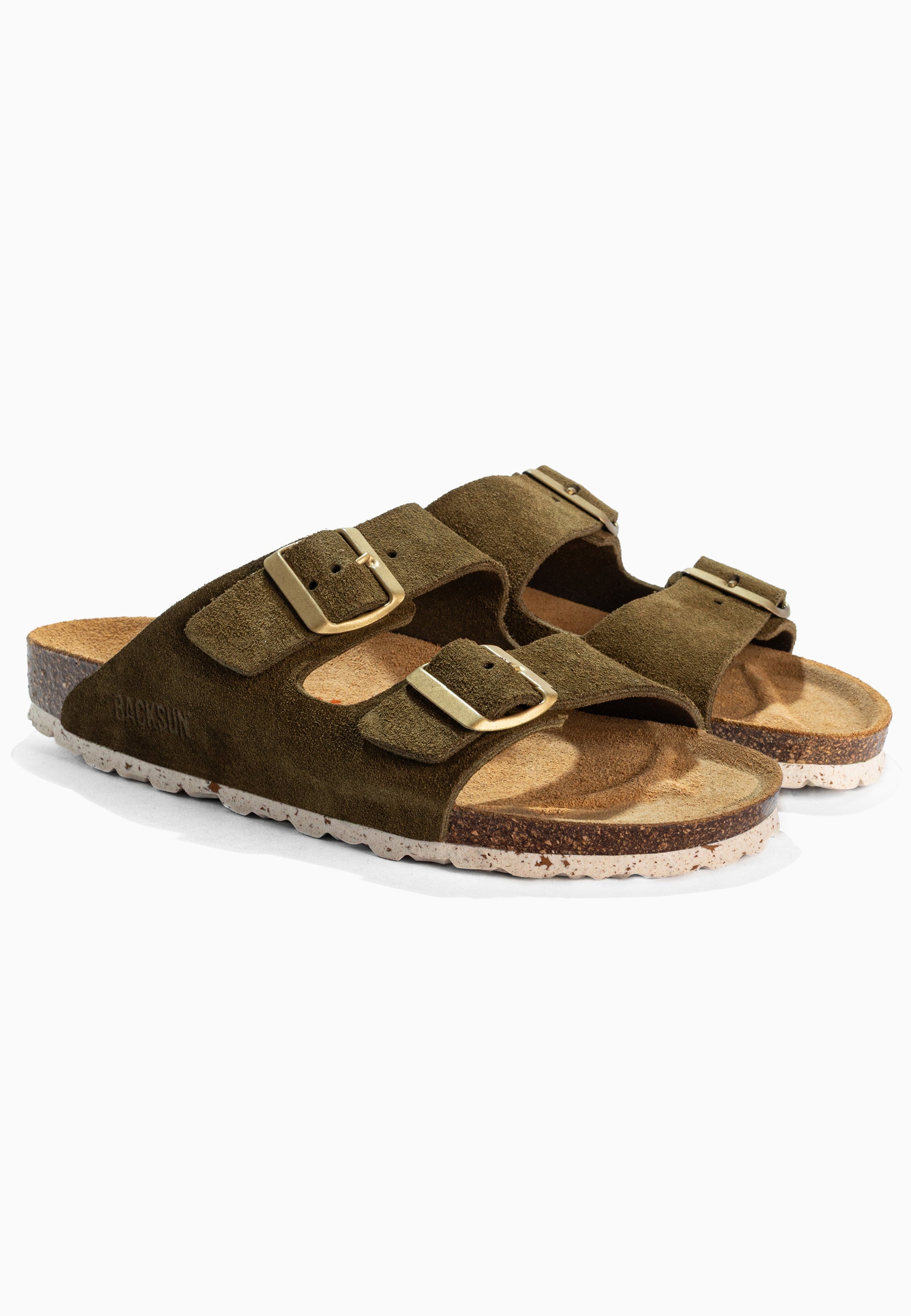 Bali Khaki Suede Leather 2-Strap Sandals