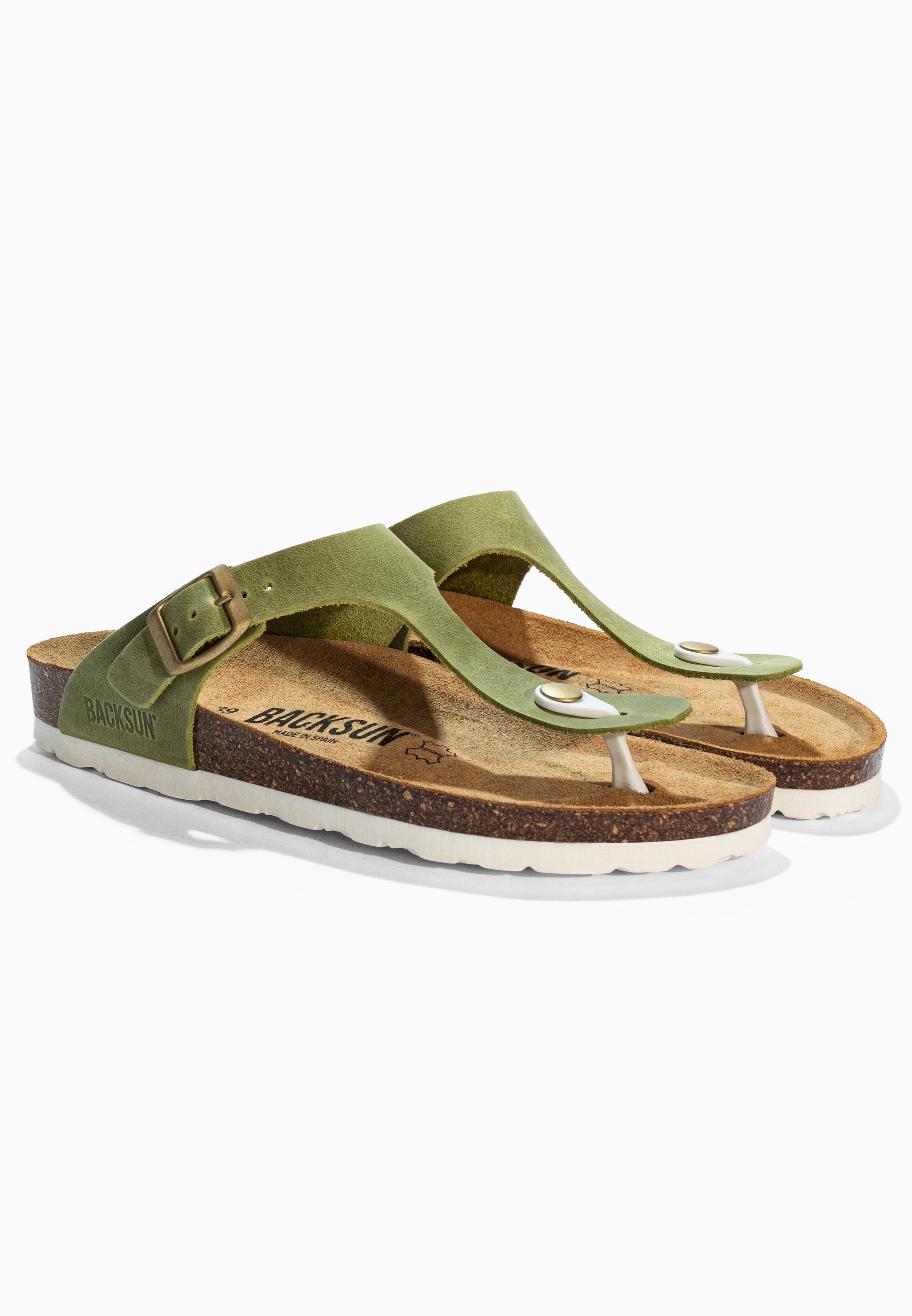 Sandales à Entre-doigts Singapore Vert en Cuir