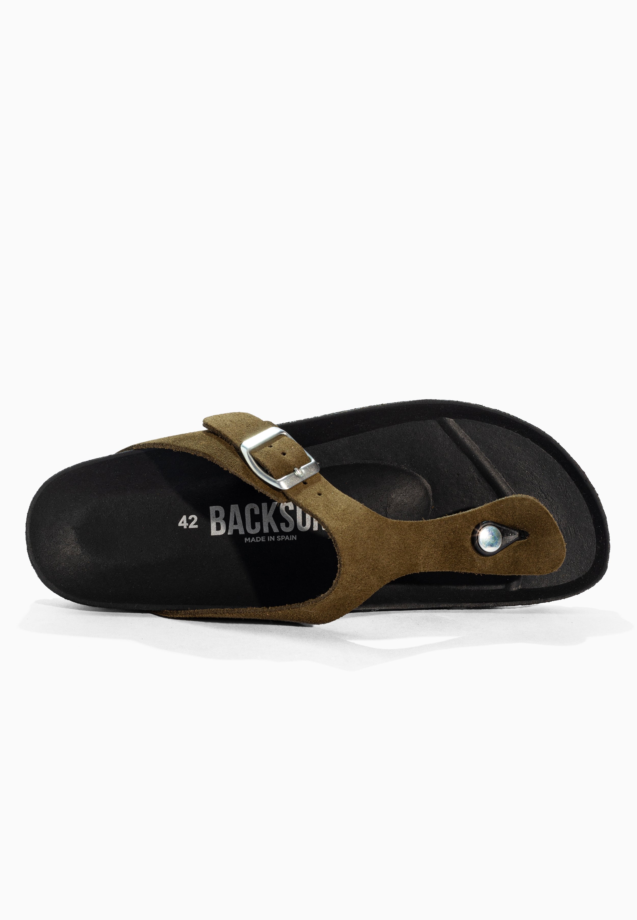 Sandales à Entre-doigts Singapore Kaki en Cuir Suédé