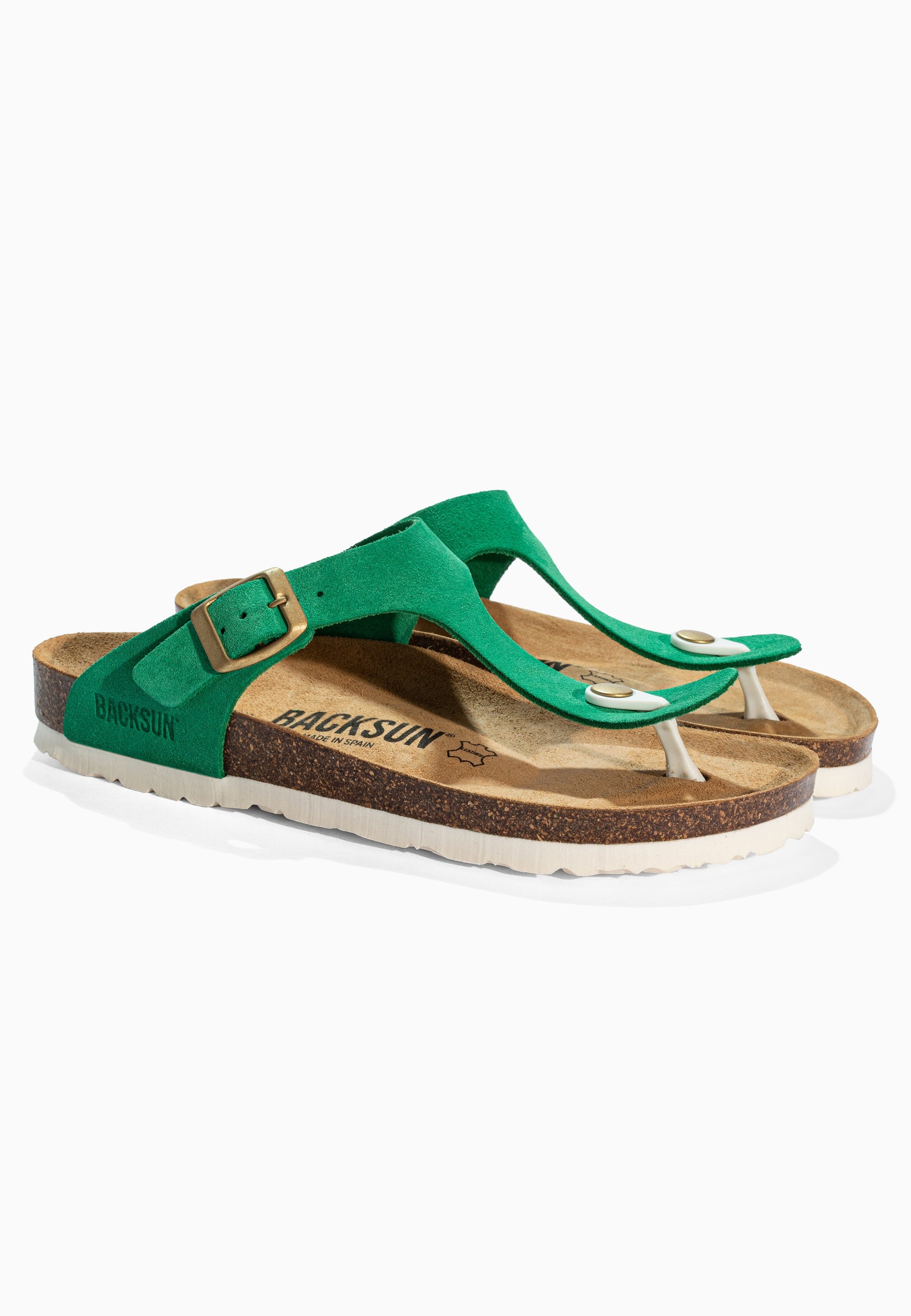 Sandales à Entre-doigts Singapore Vert en Cuir Suédé