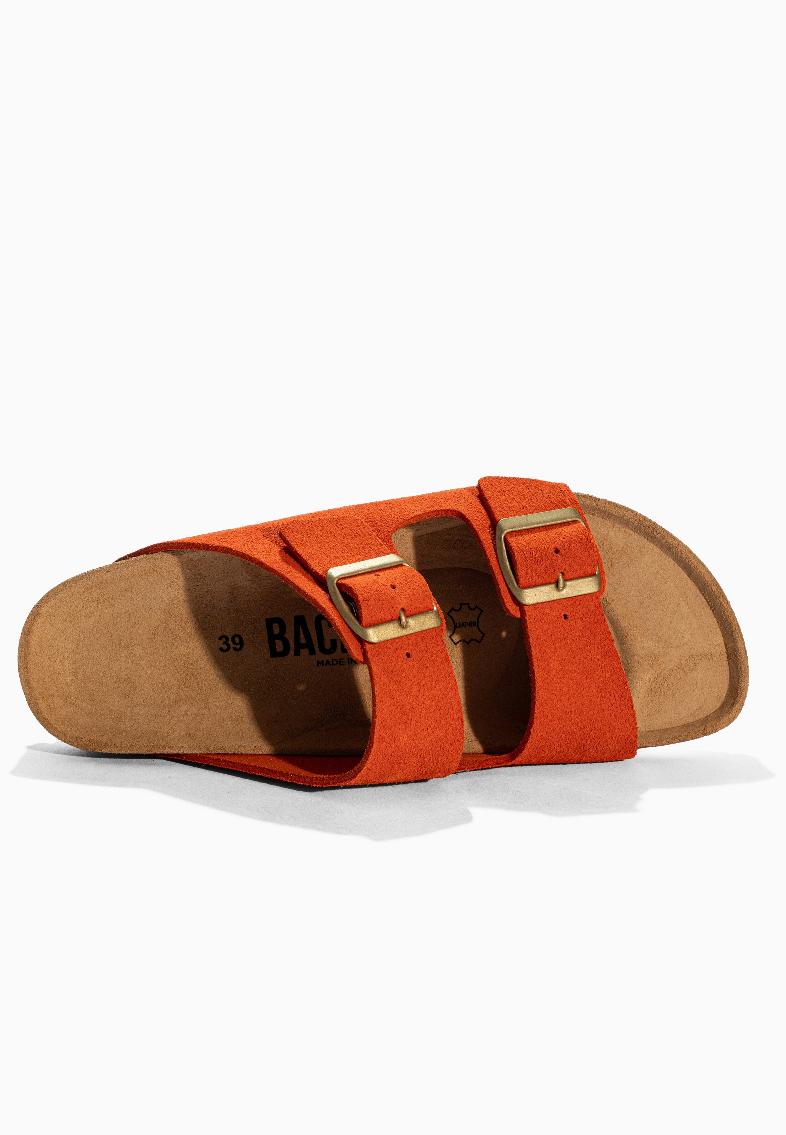 Sandales 2 Brides Bali Orange en Cuir Suédé