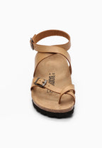 Kamelfarbene Sandalen „Mala“ mit Zehenriemen