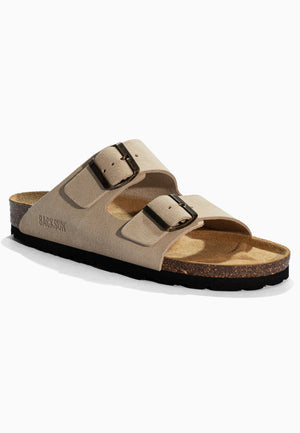Sandales 2 Brides Bali Beige en Cuir Suédé