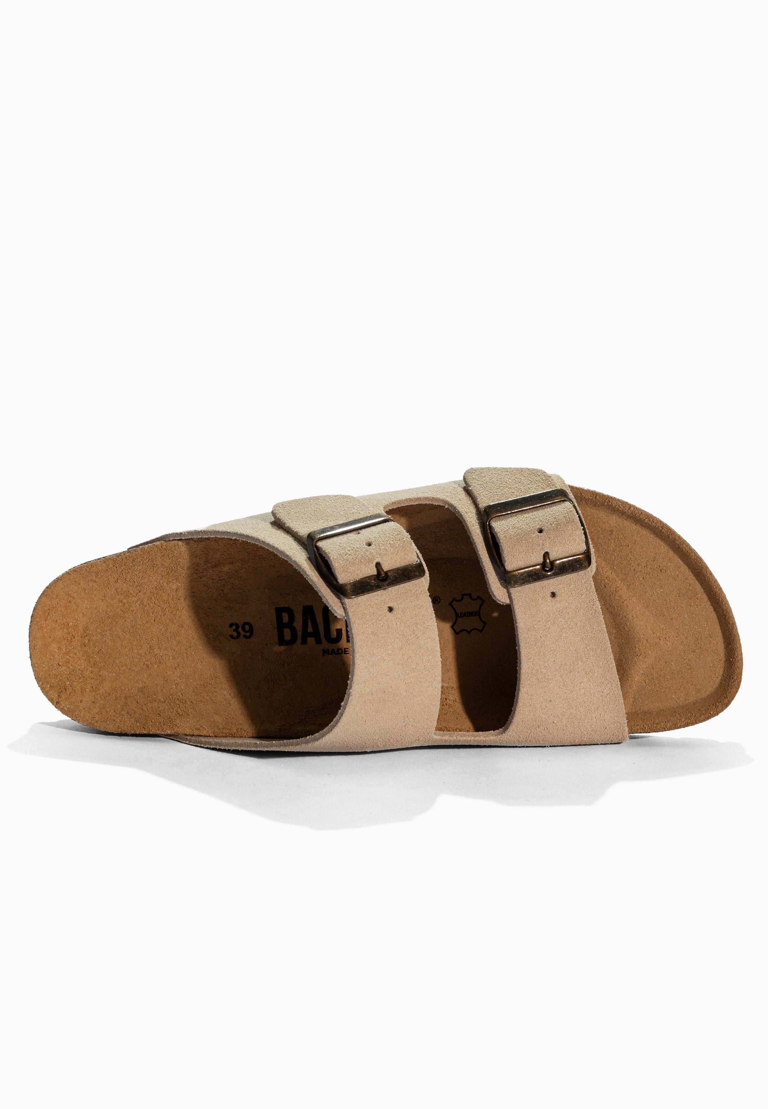 Sandales 2 Brides Bali Beige en Cuir Suédé