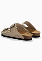 Sandales 2 Brides Bali Beige en Cuir Suédé
