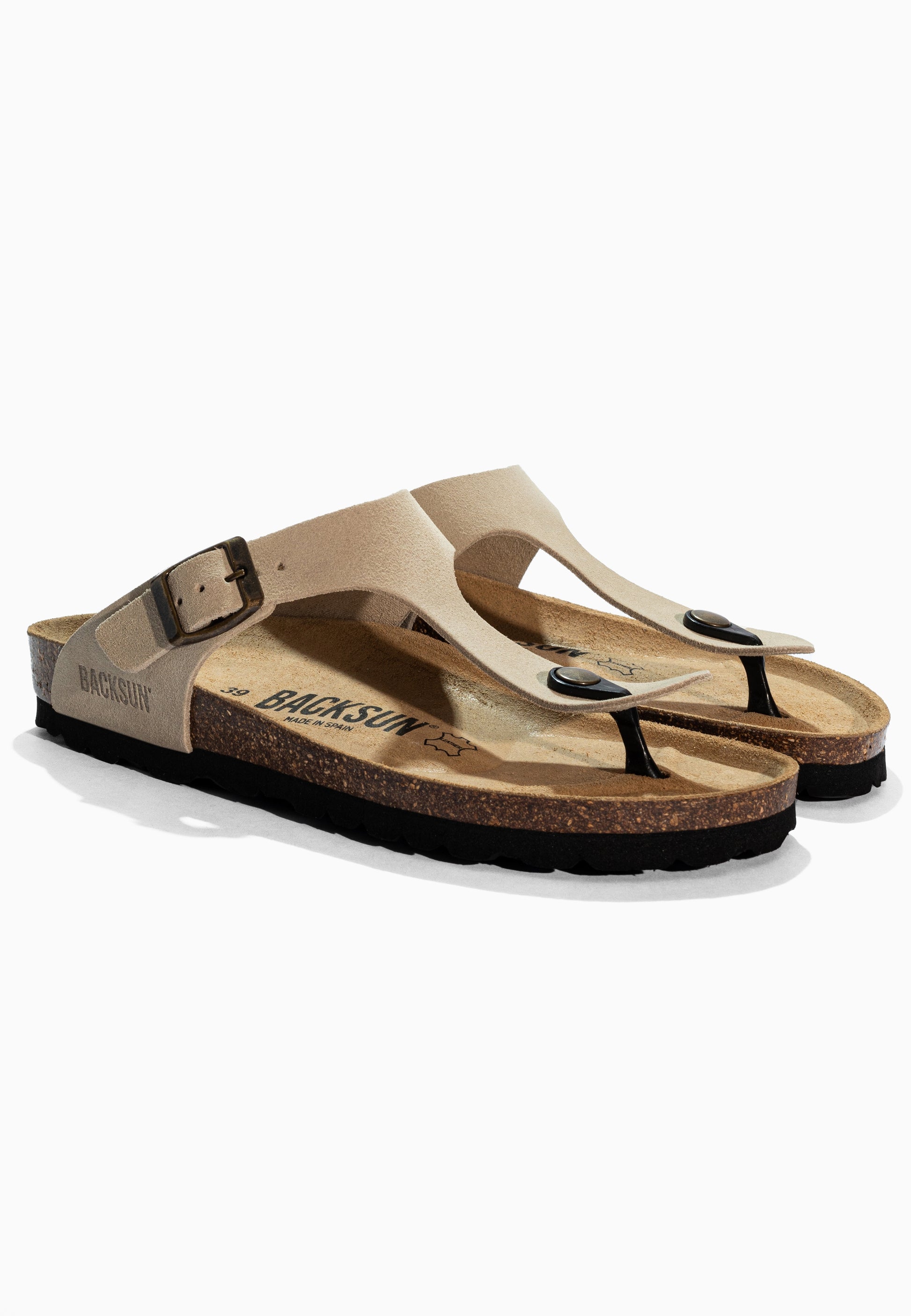 Sandales à Entre-doigts Mezzo Beige en Cuir Suédé