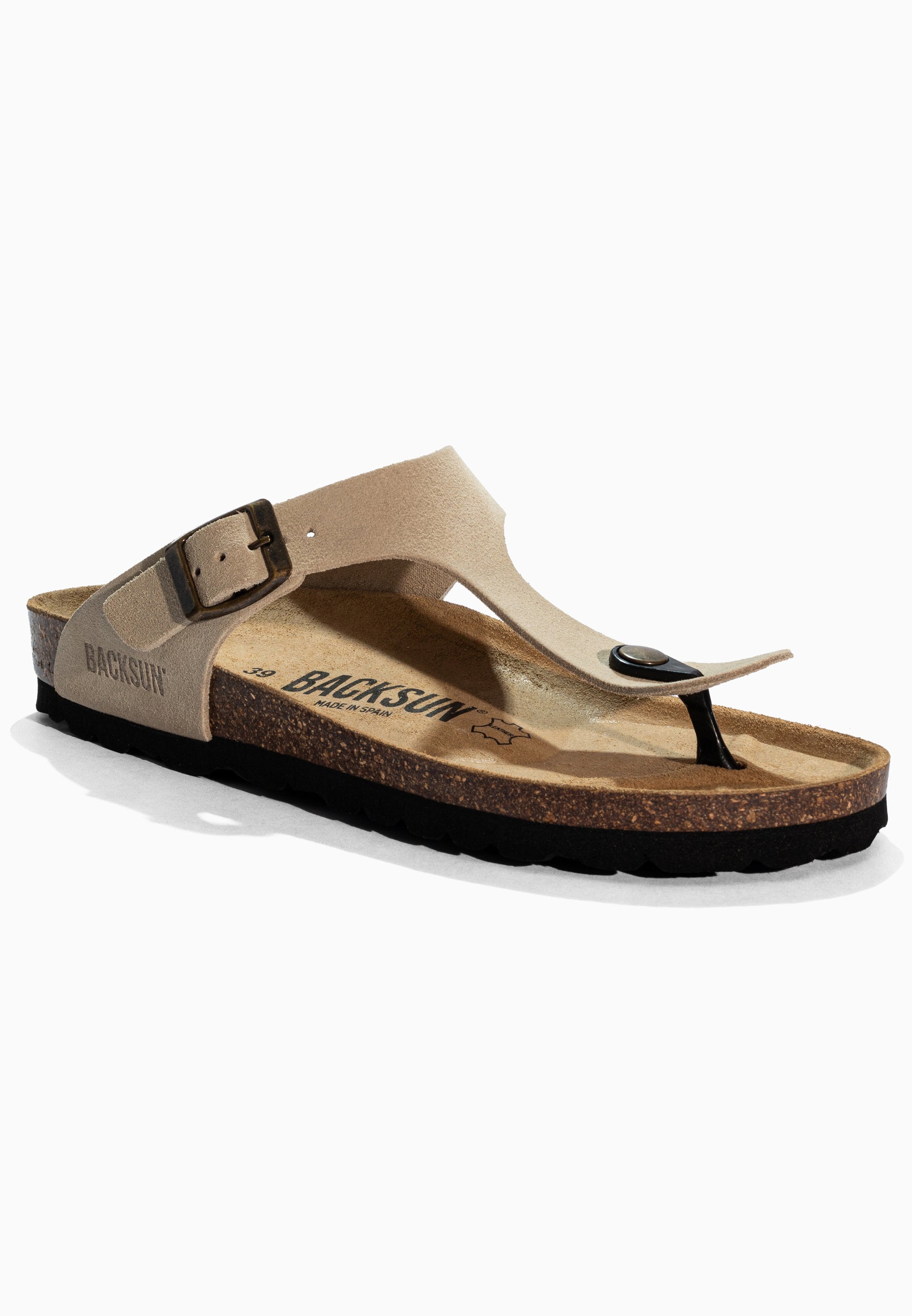 Sandales à Entre-doigts Mezzo Beige en Cuir Suédé