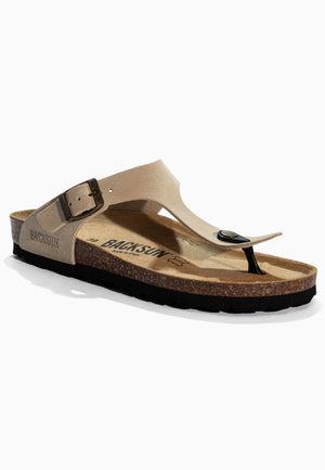 Sandales à Entre-doigts Mezzo Beige en Cuir Suédé
