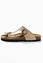 Mezzo Beige Suede Leather Toe-Thong Sandals