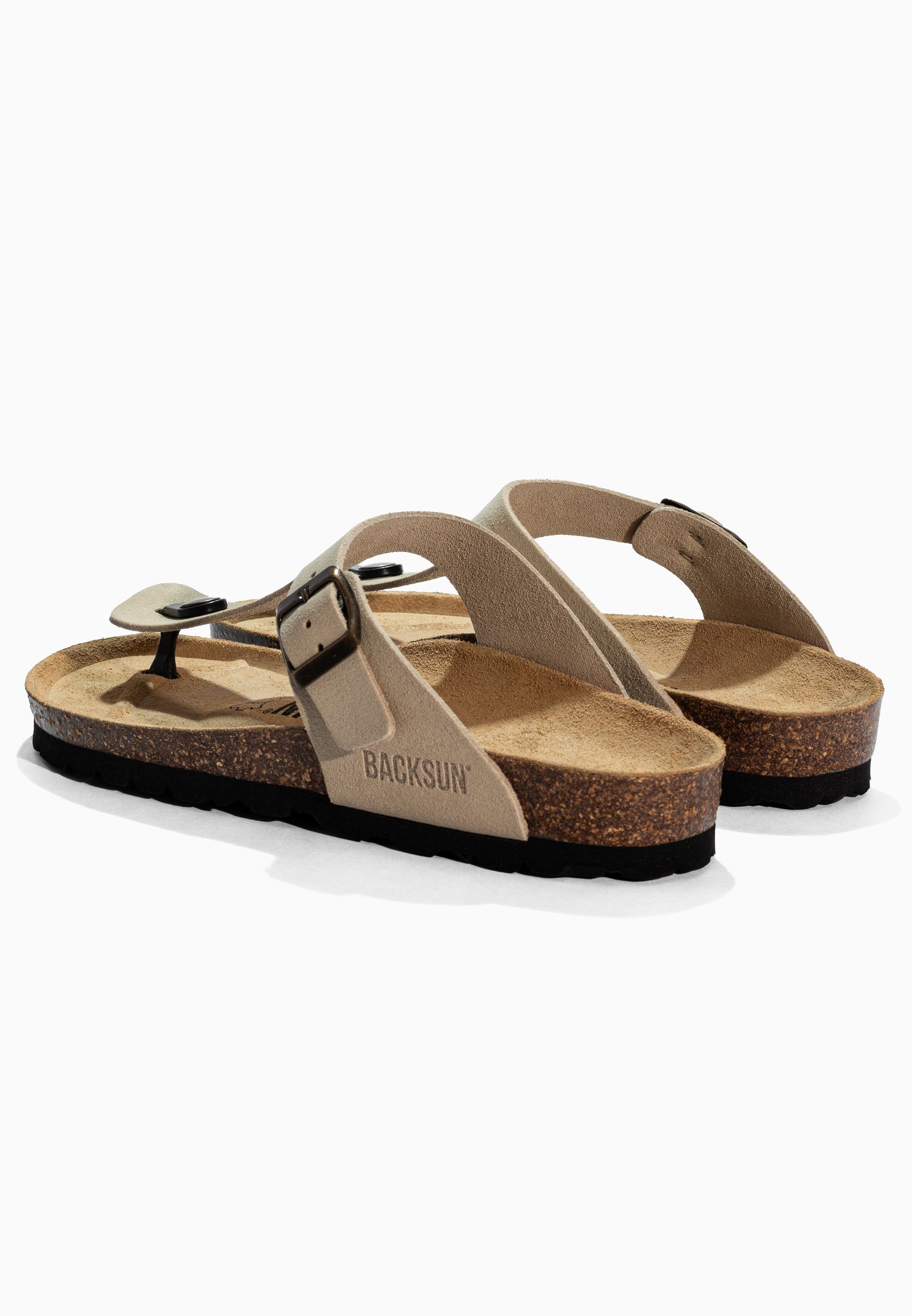 Sandales à Entre-doigts Mezzo Beige en Cuir Suédé