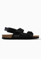 Schwarze Milan-Sandalen mit mehreren Riemen