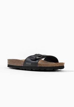 Paris Black 1 Strap Sandals