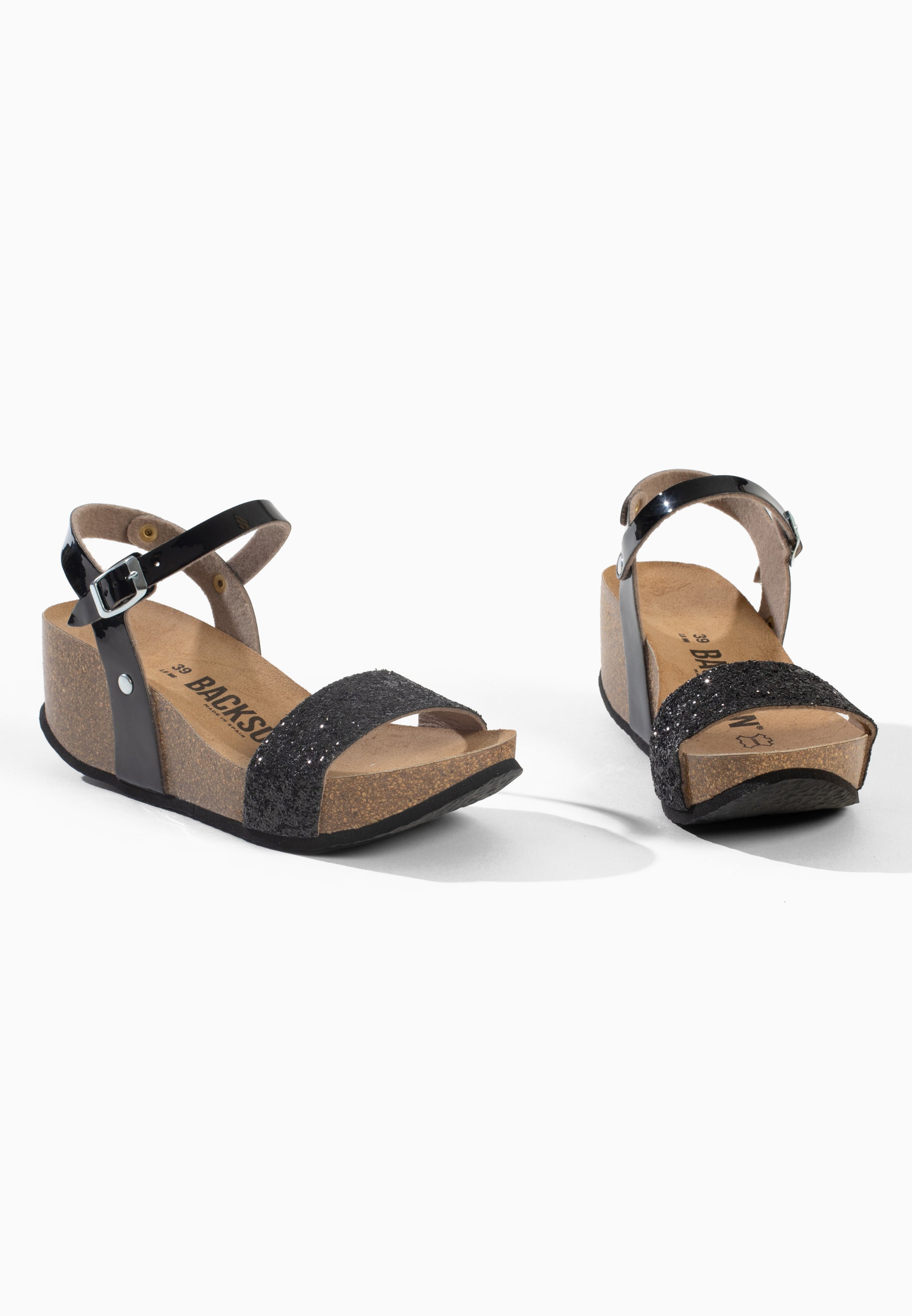 Sandales Compensées et Semi-compensées Rimini Noir pailleté