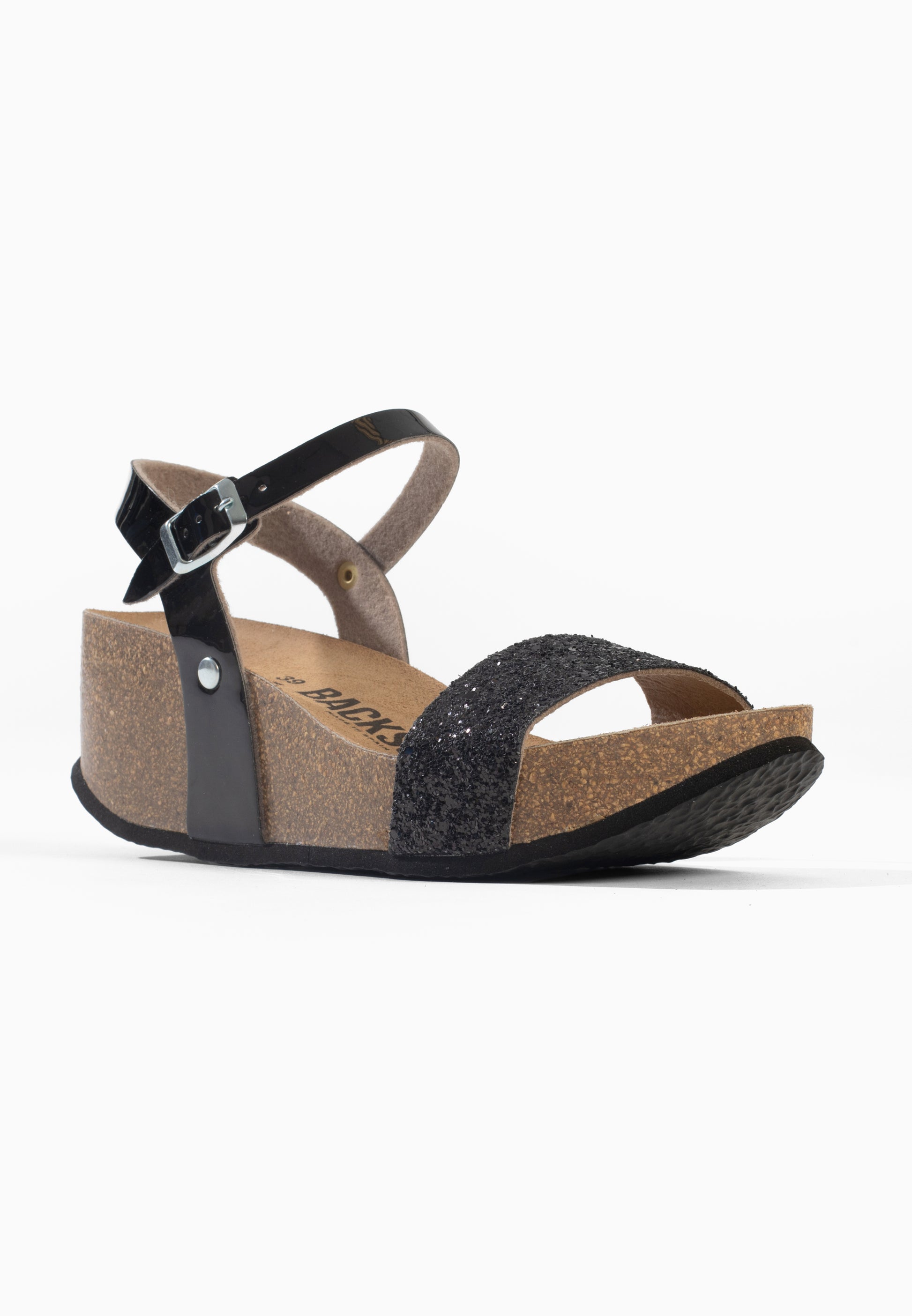 Sandales Compensées et Semi-compensées Rimini Noir pailleté