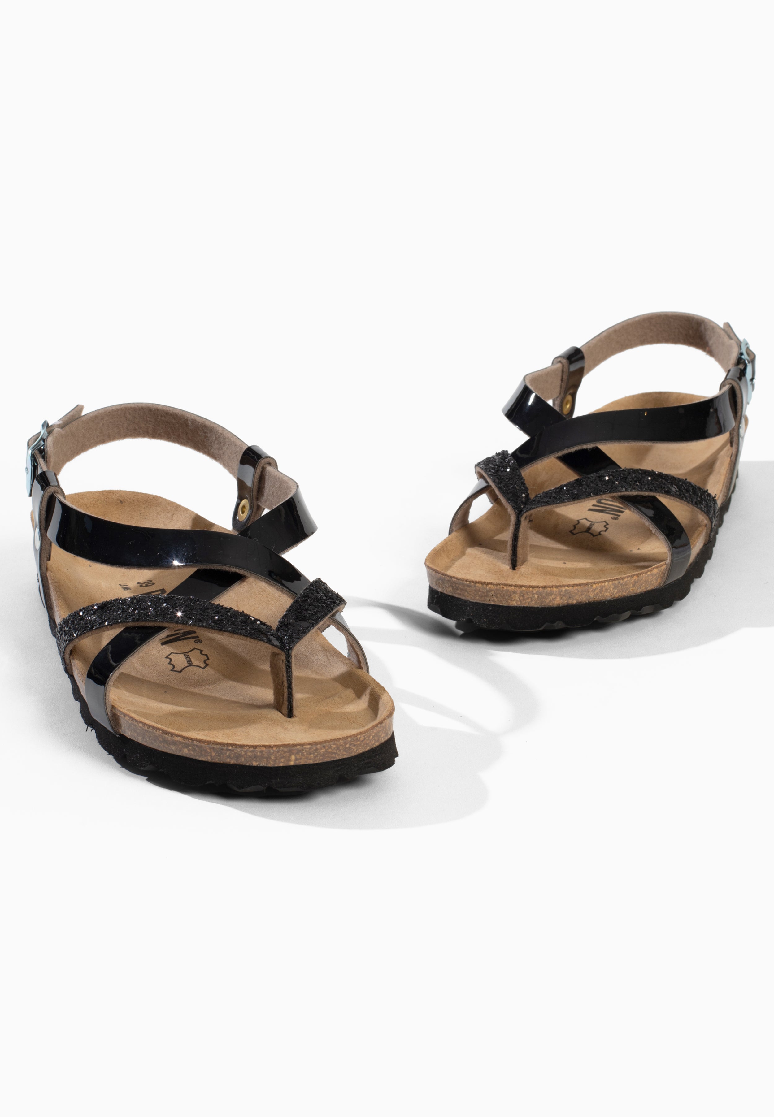 Sandales Multi-Brides Alma Noir pailleté