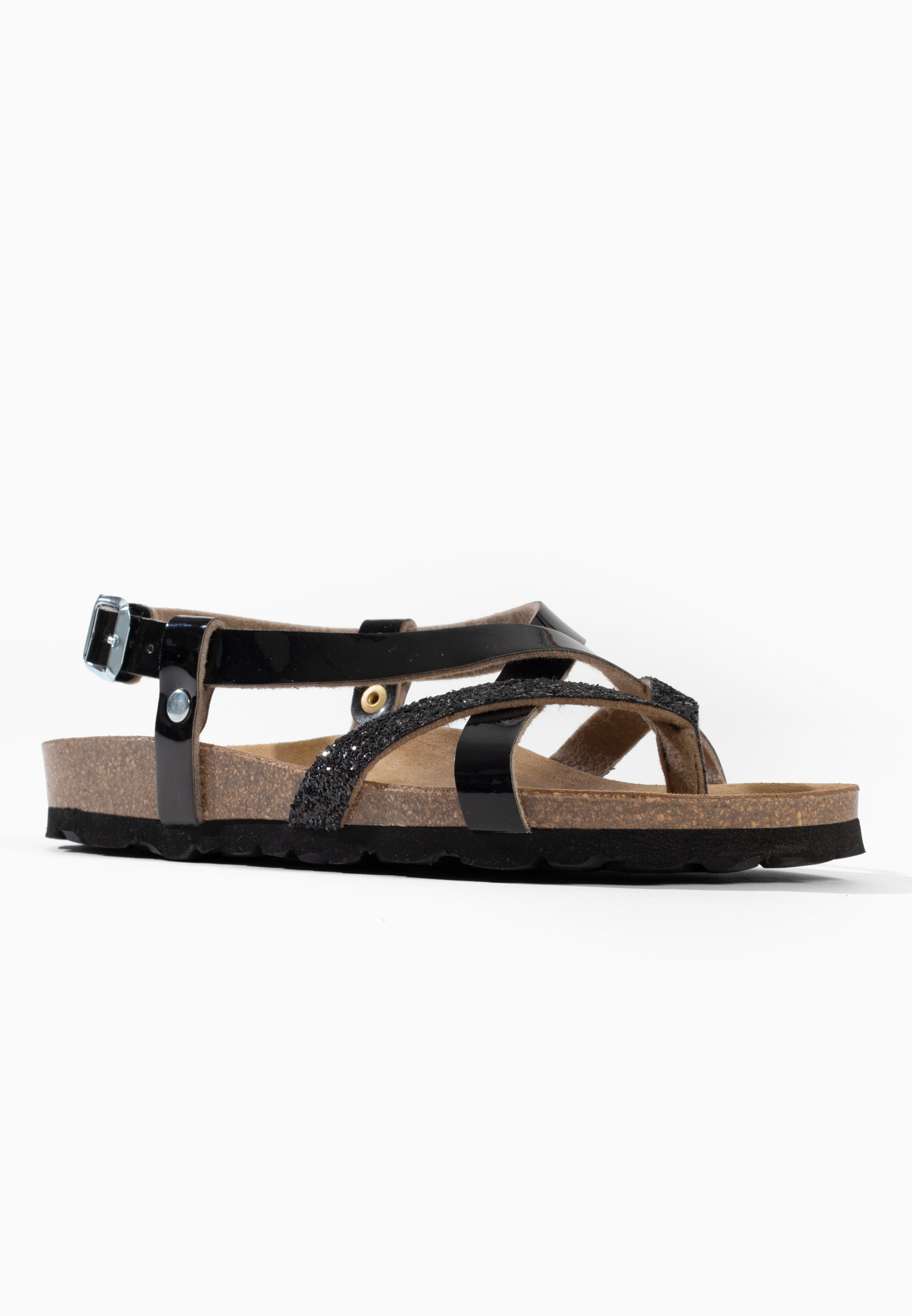 Sandales Multi-Brides Alma Noir pailleté