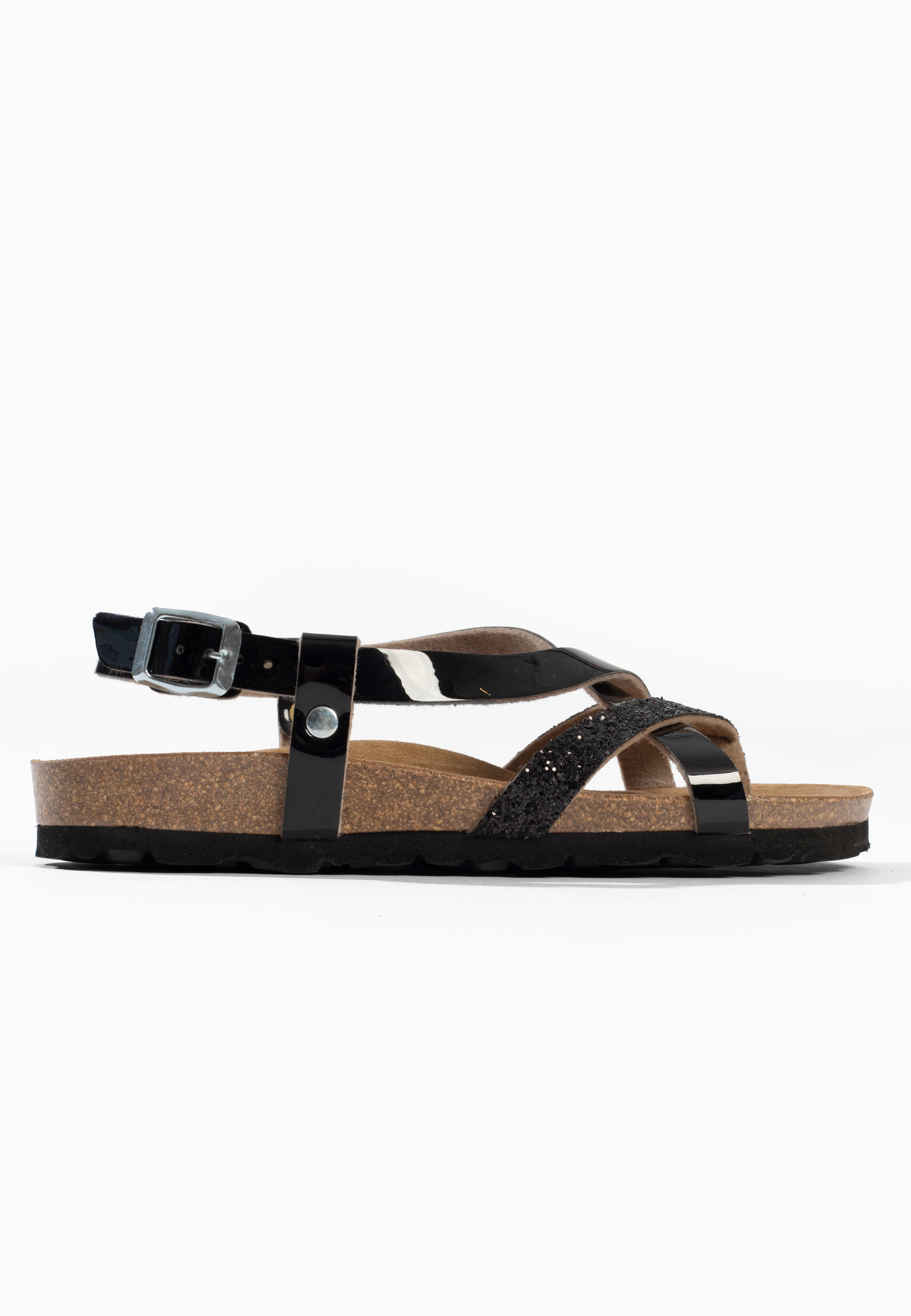 Sandales Multi-Brides Alma Noir pailleté