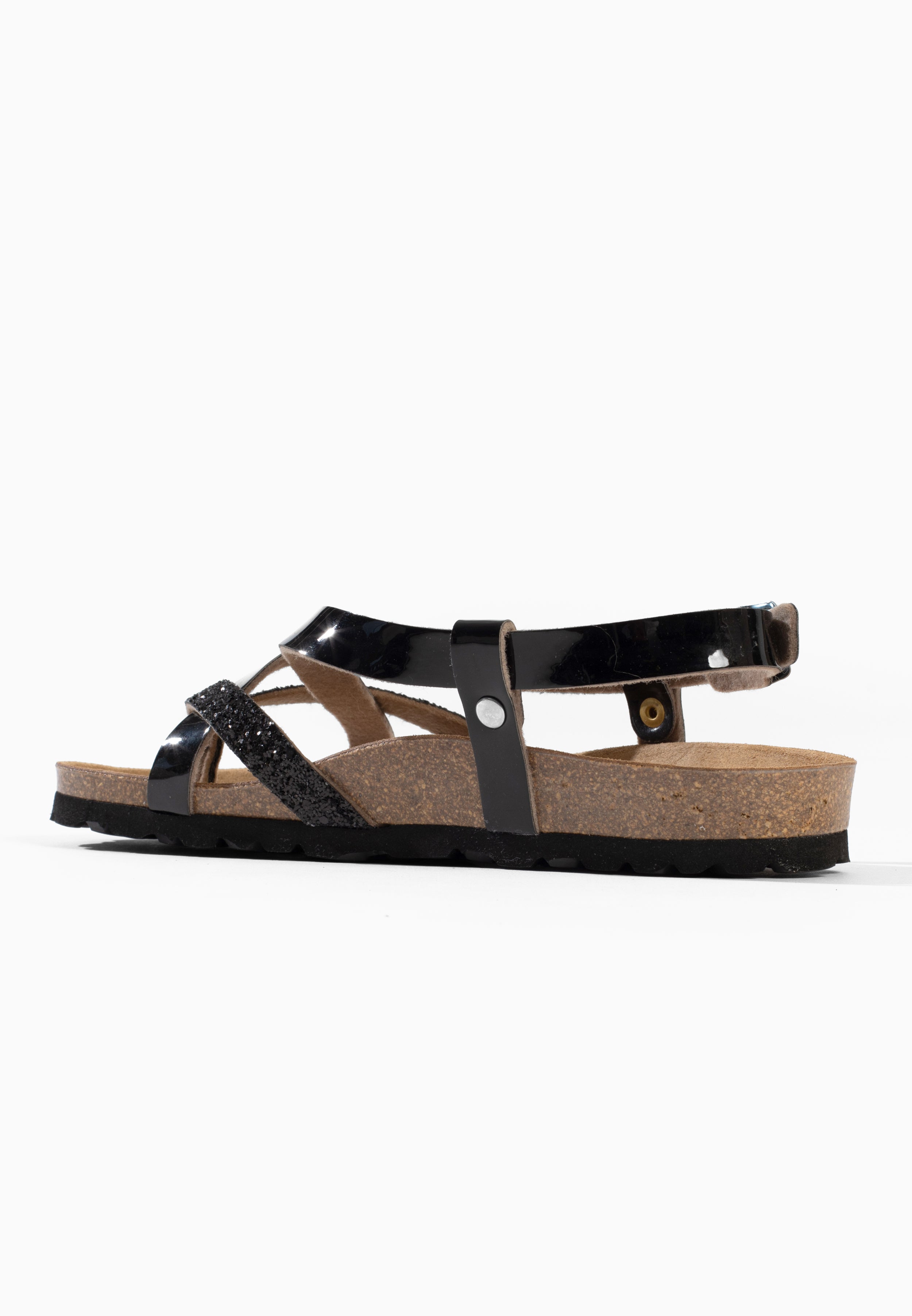 Sandales Multi-Brides Alma Noir pailleté