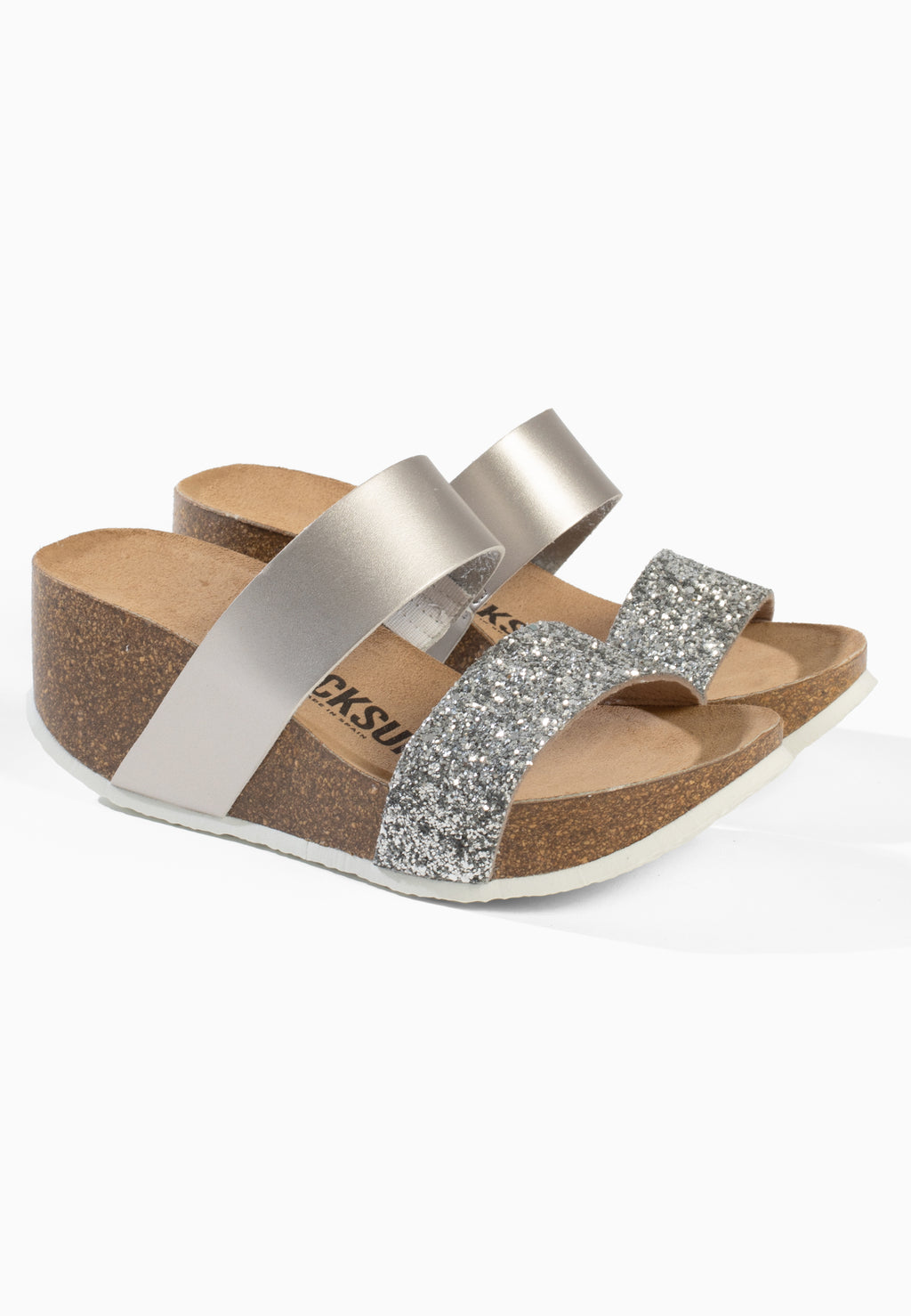 Silberne Keil- und Halbkeilsandalen Libreville