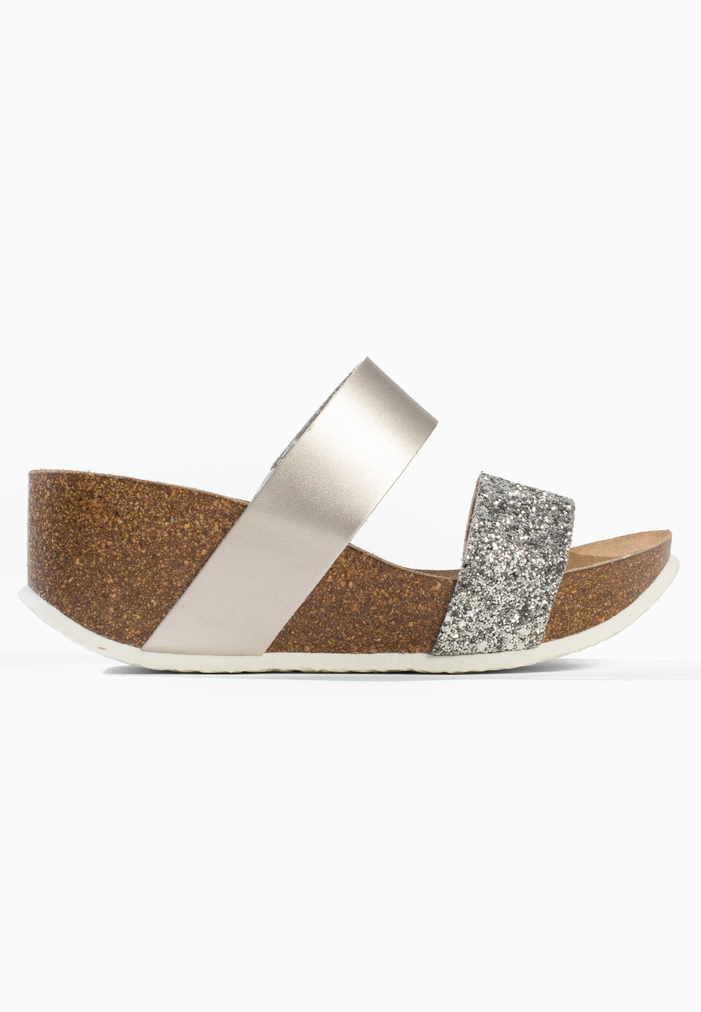 Silberne Keil- und Halbkeilsandalen Libreville