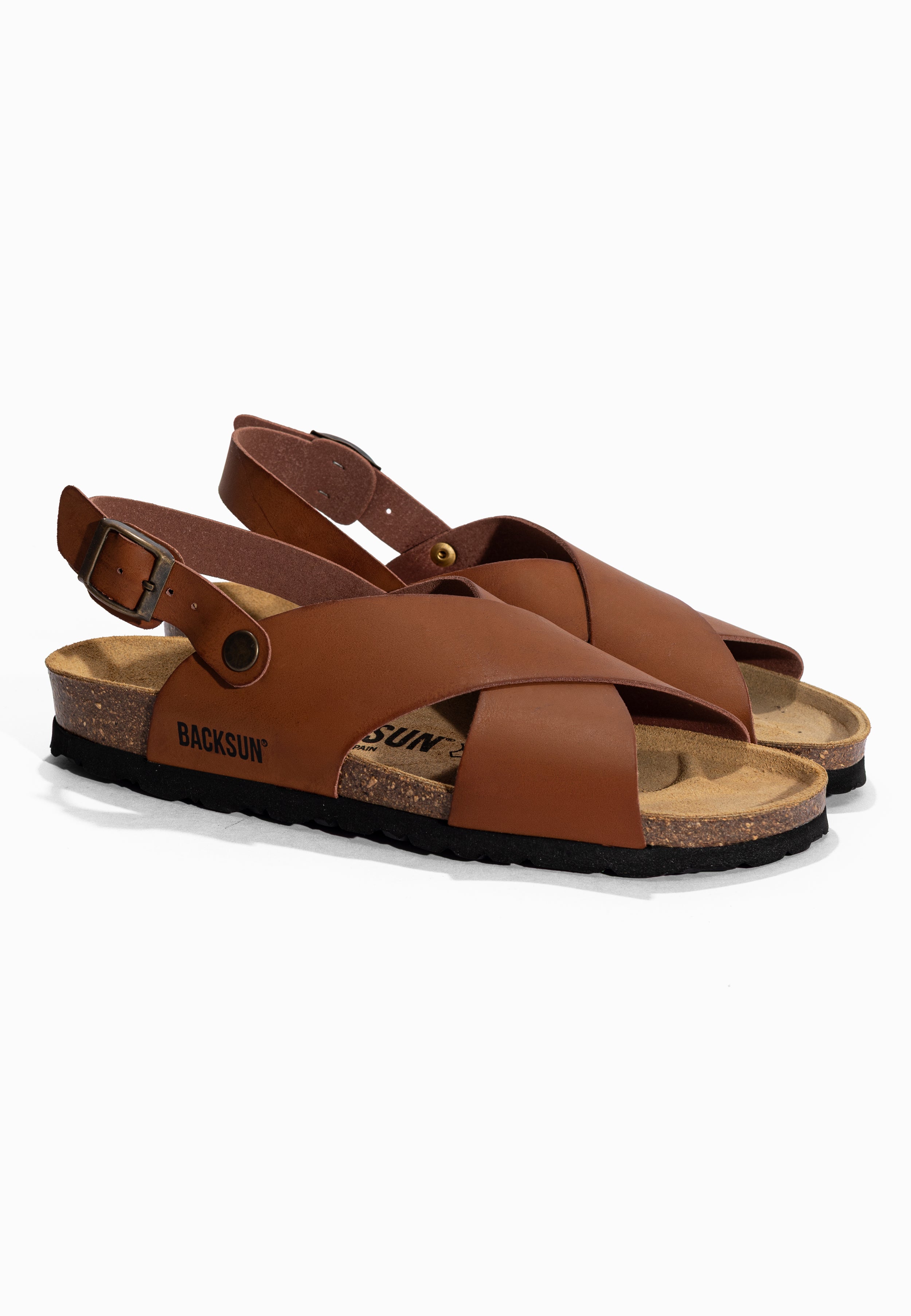 Manabi Sandalen mit mehreren Riemen, Hellbraun