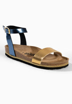 Sandales Junin Multi-Brides Bleu marine et or