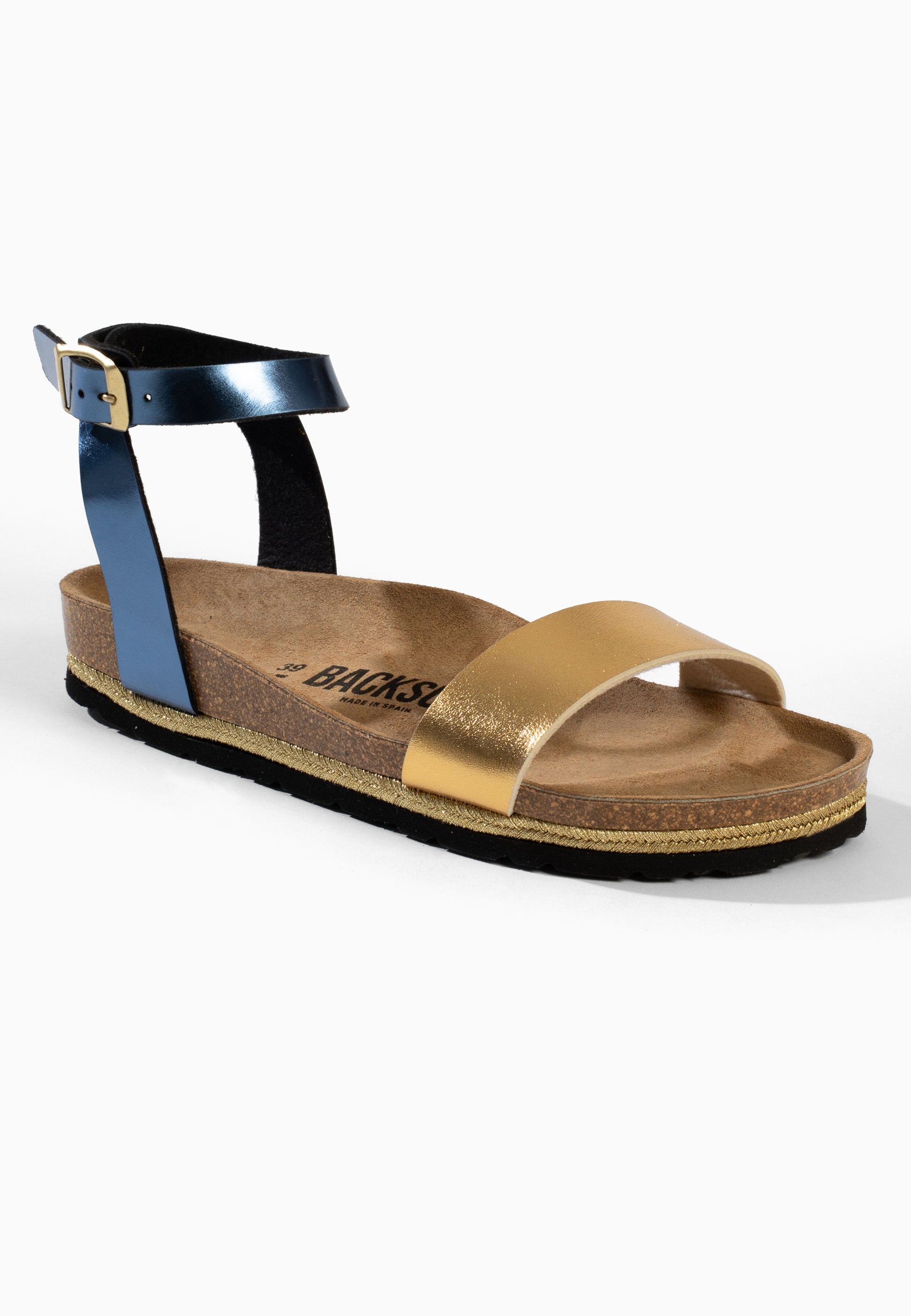 Sandales Junin Multi-Brides Bleu marine et or