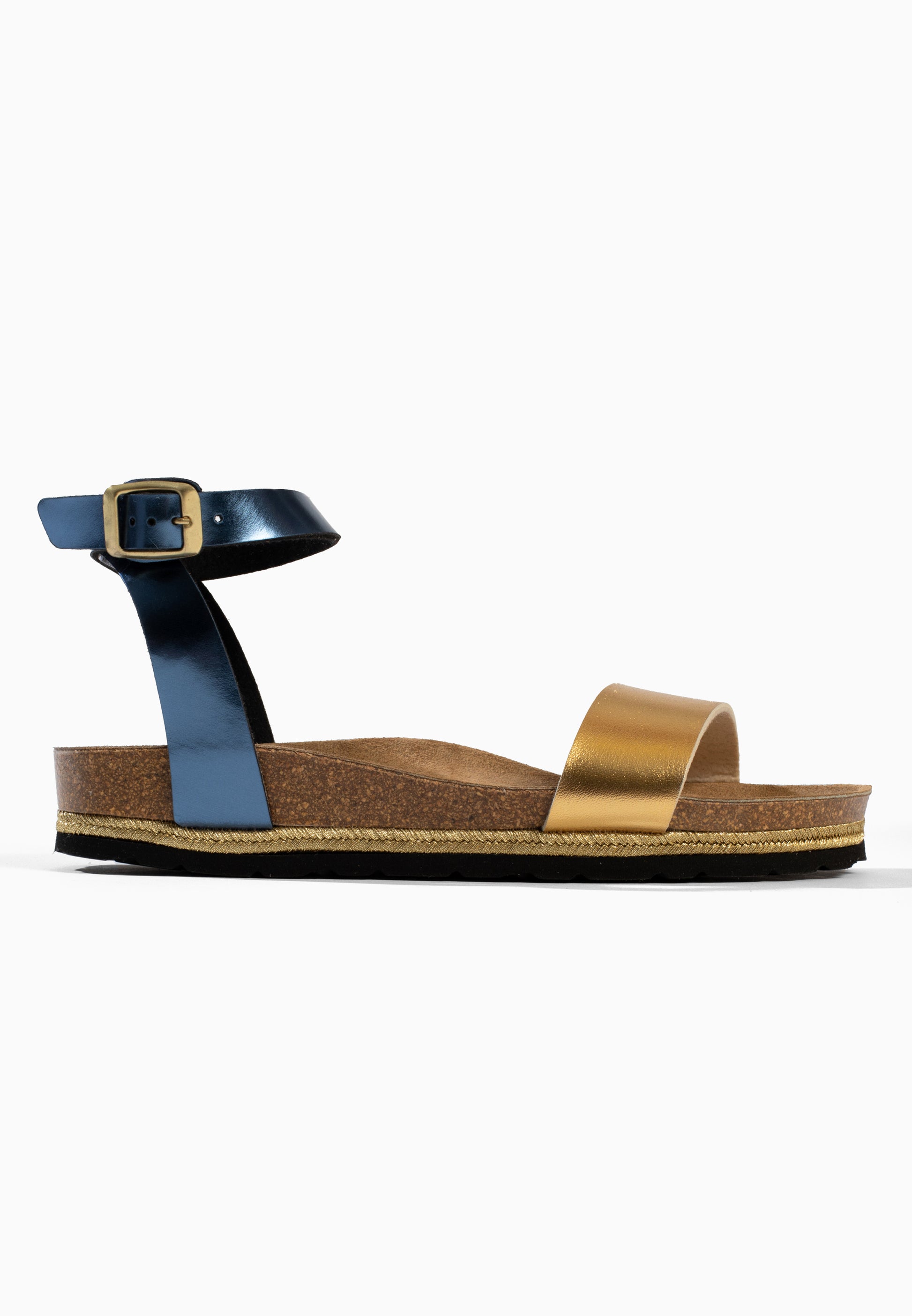 Sandales Junin Multi-Brides Bleu marine et or