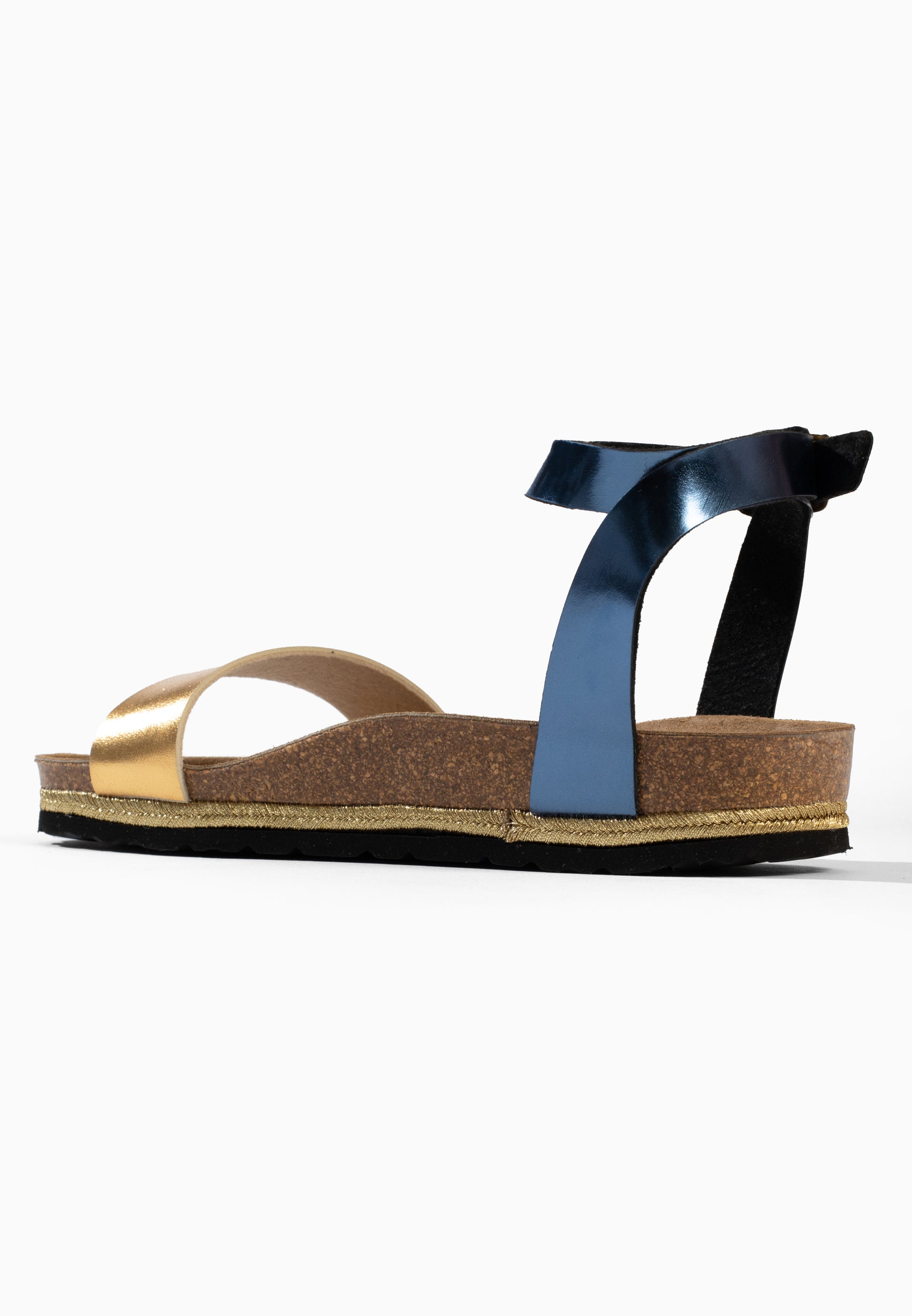 Sandales Junin Multi-Brides Bleu marine et or