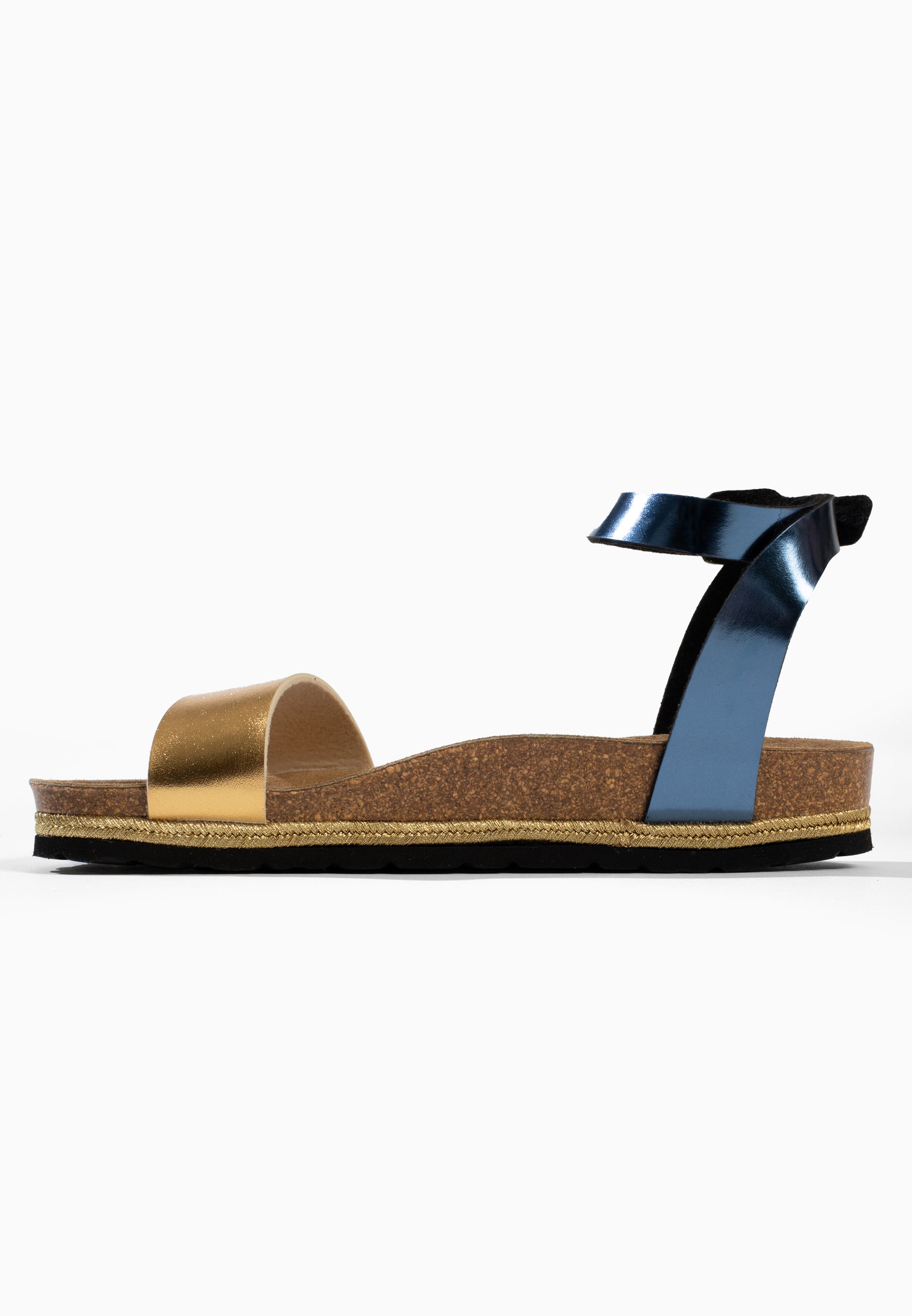 Sandales Junin Multi-Brides Bleu marine et or