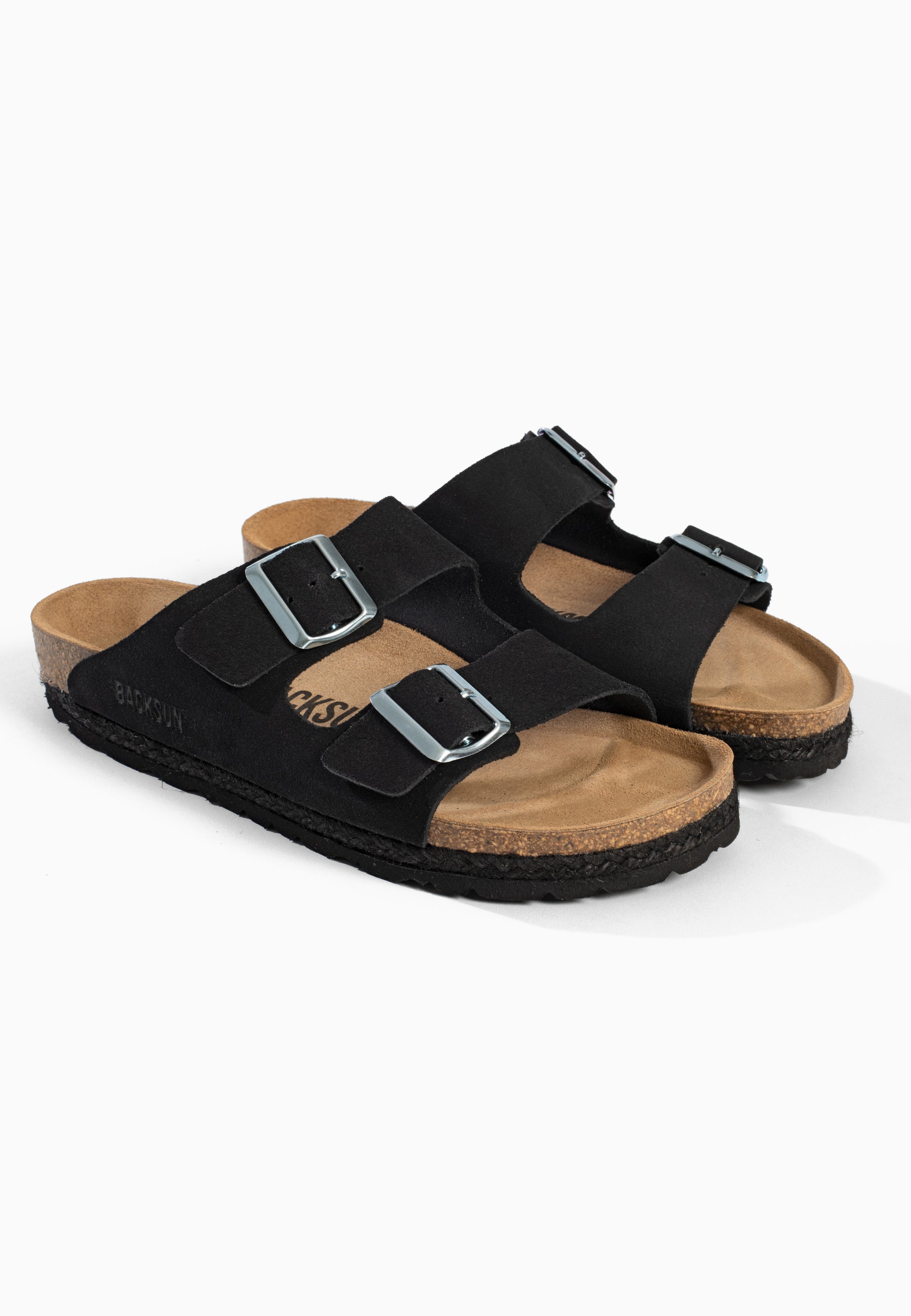 Vada Sandalen aus 100 % schwarzem Leder mit 2 Riemen