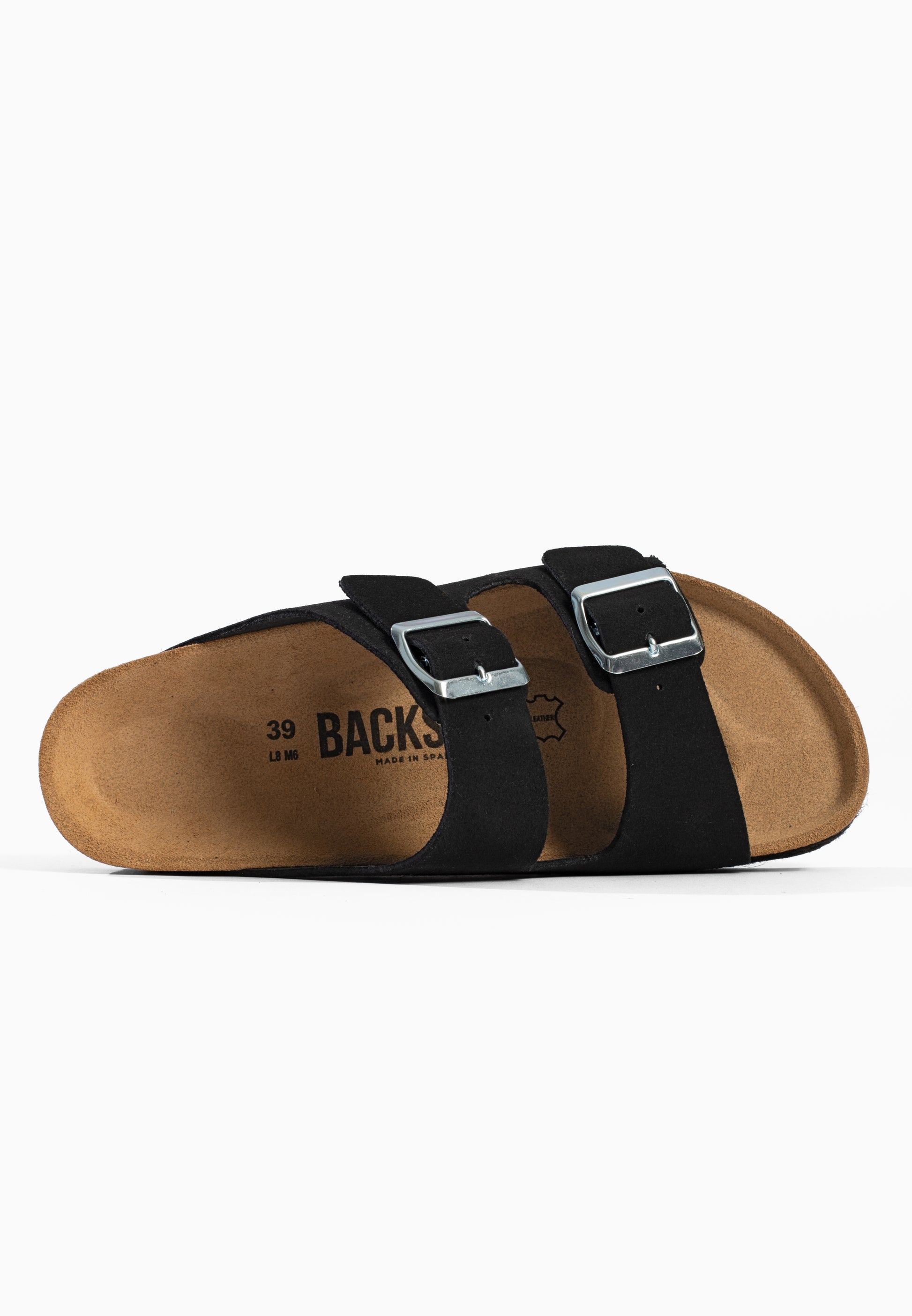 Vada Sandalen aus 100 % schwarzem Leder mit 2 Riemen