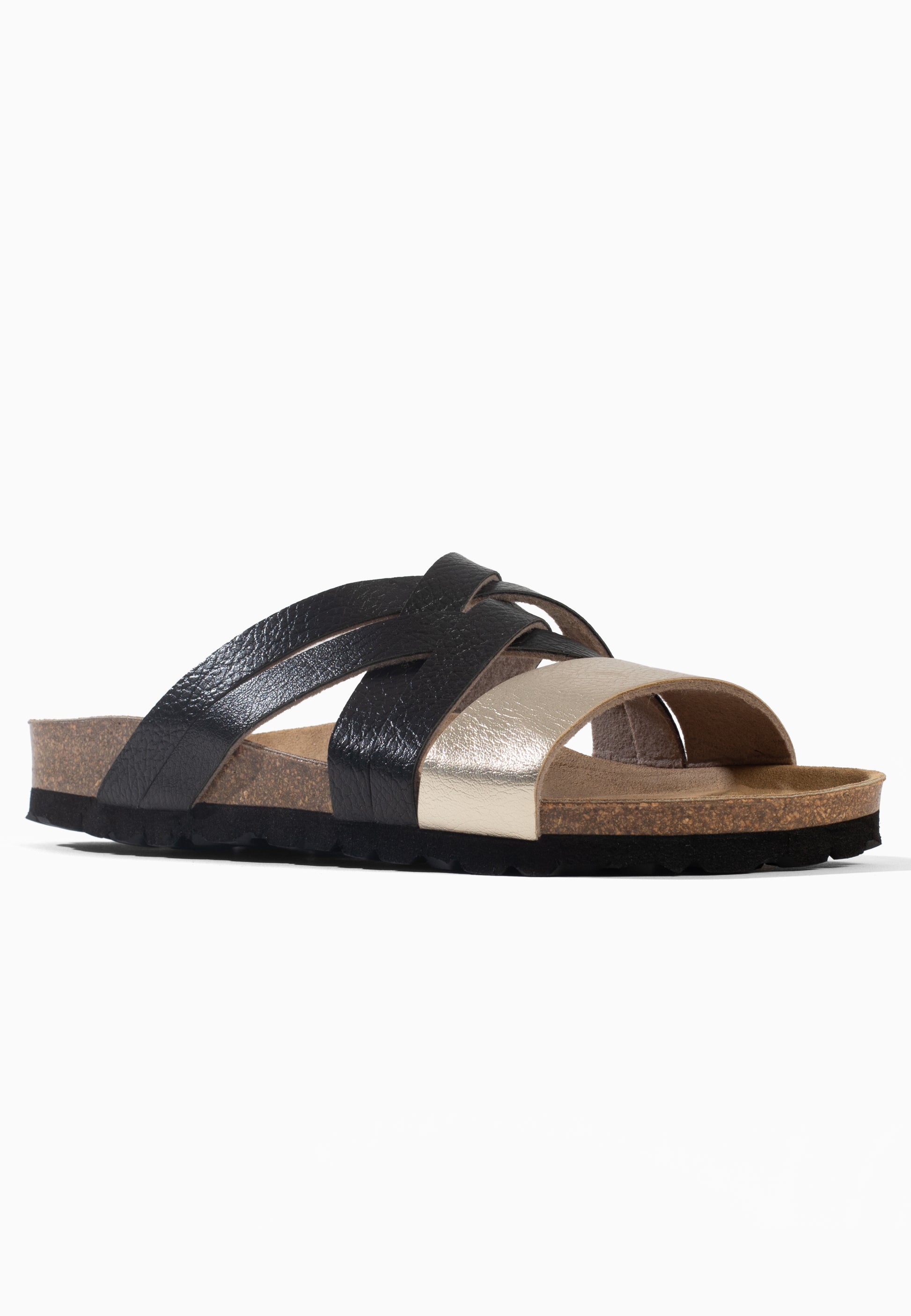 Sandales Multi-Brides Olbia Doré et Noir